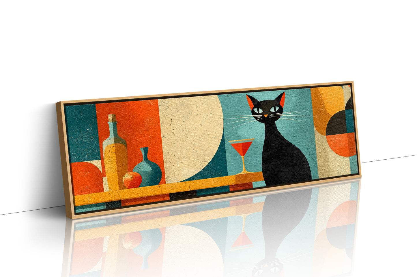 Mid Century Black Cat and Cocktail