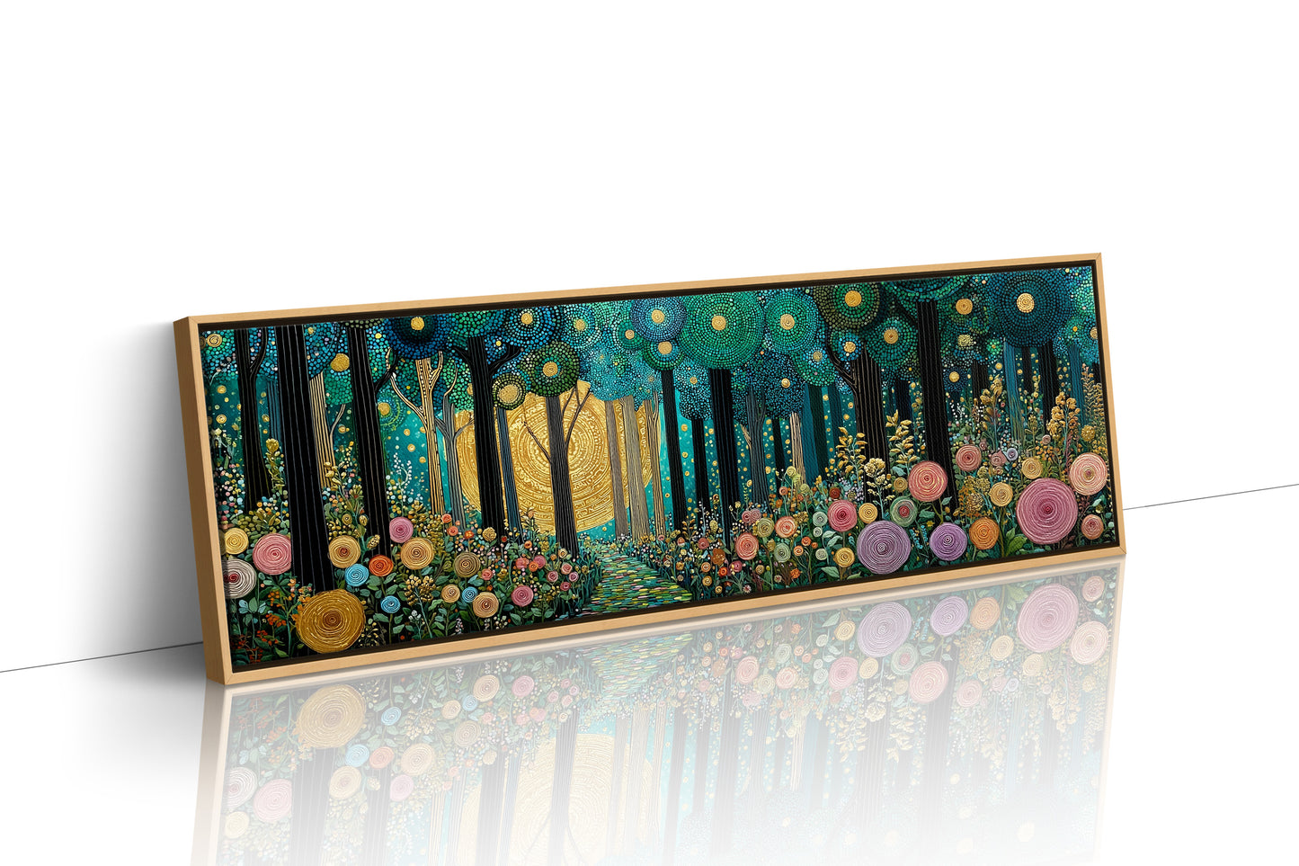 Golden Moon Through Enchanted Forest