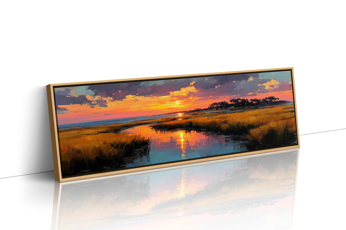 Golden Marsh Sunset Reflections