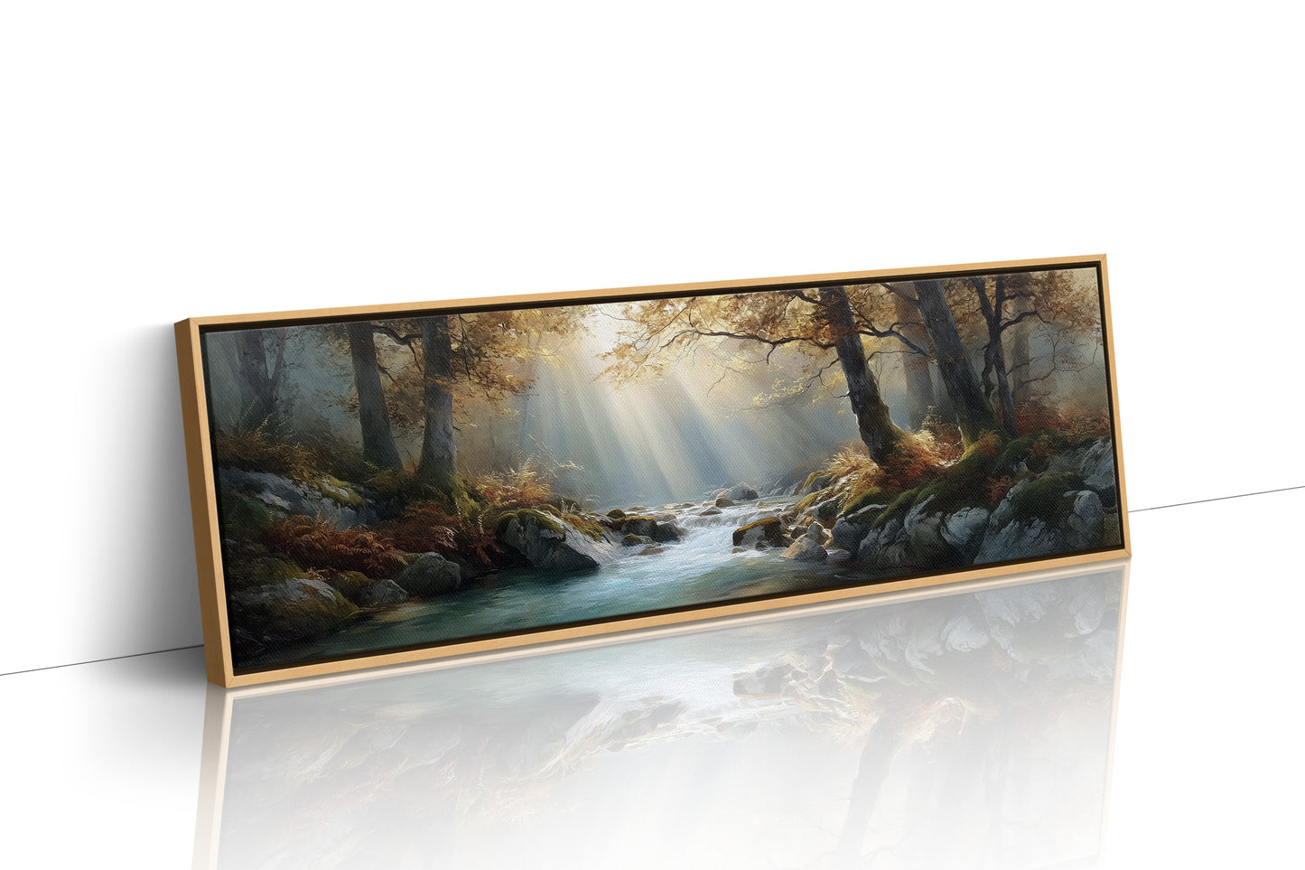 Sunbeams Over the Forest Stream