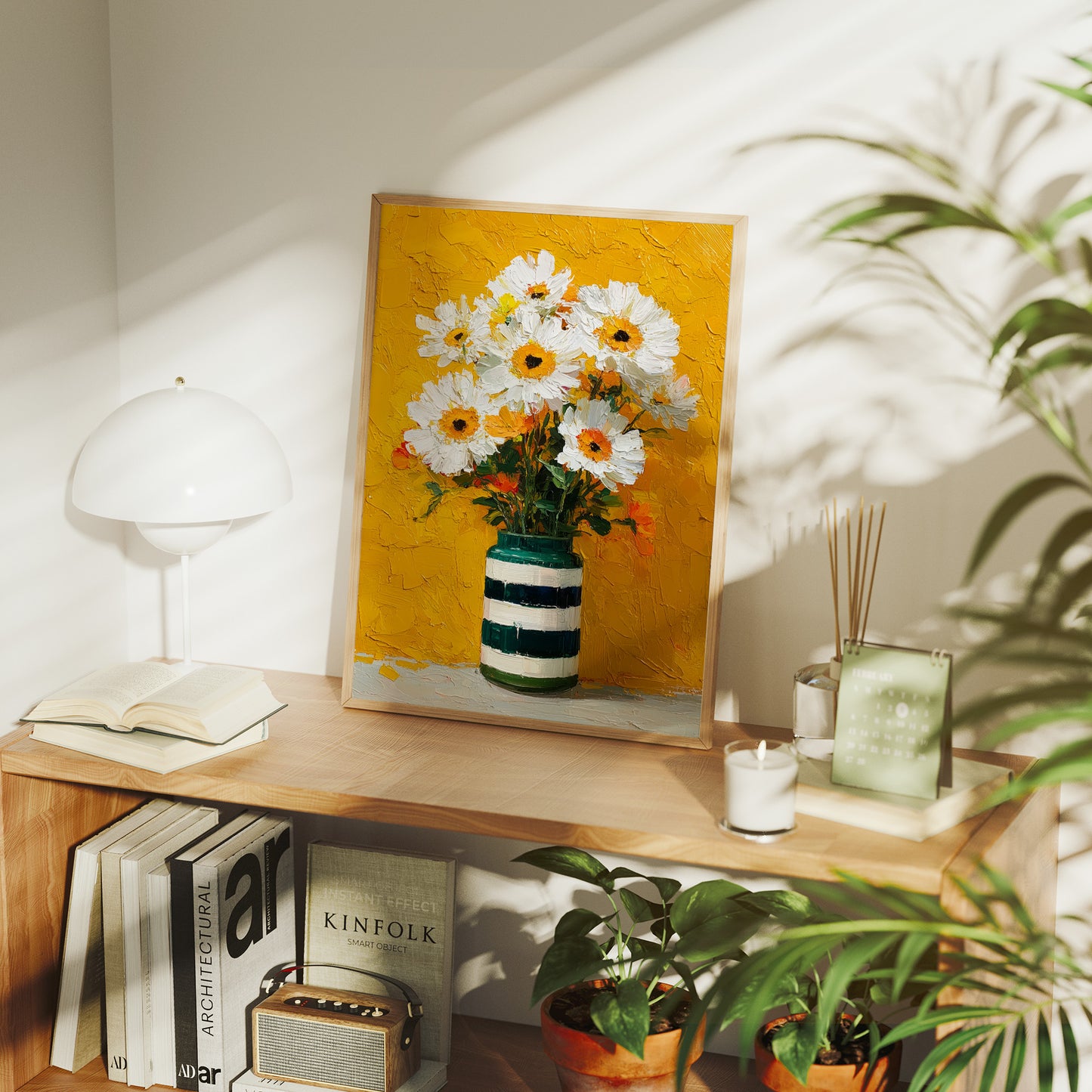 Tuesday Daisies in a Striped Vase