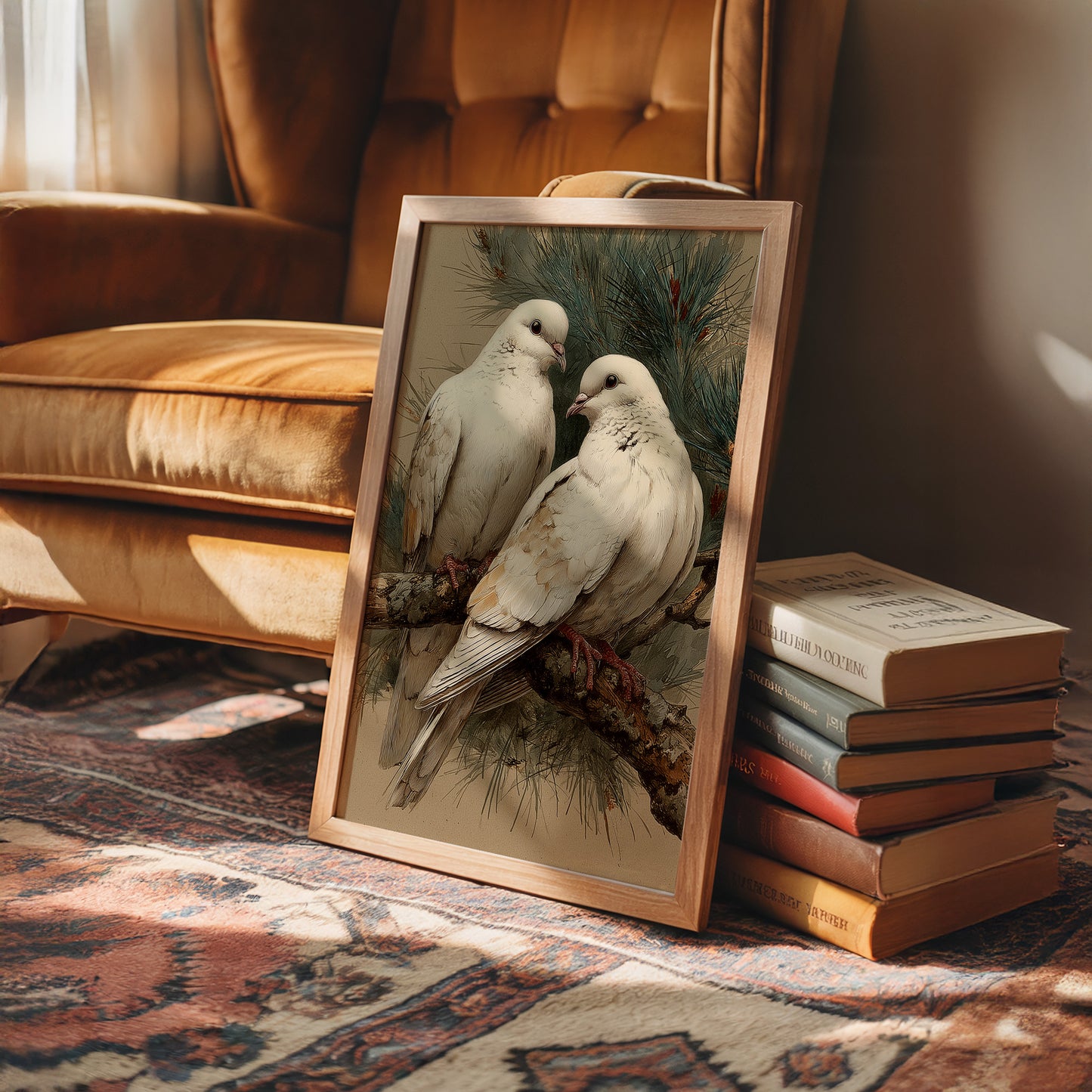 Two White Doves at Rest