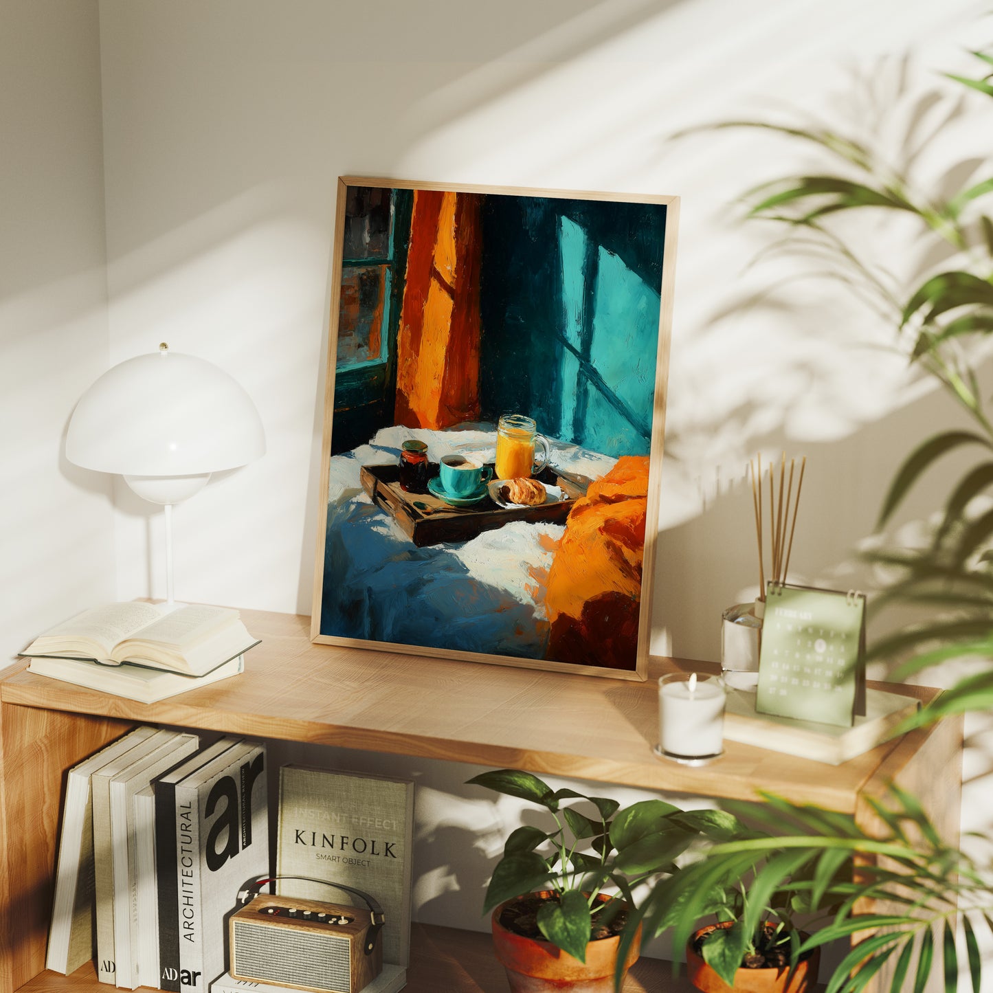 Breakfast Tray in Teal Light