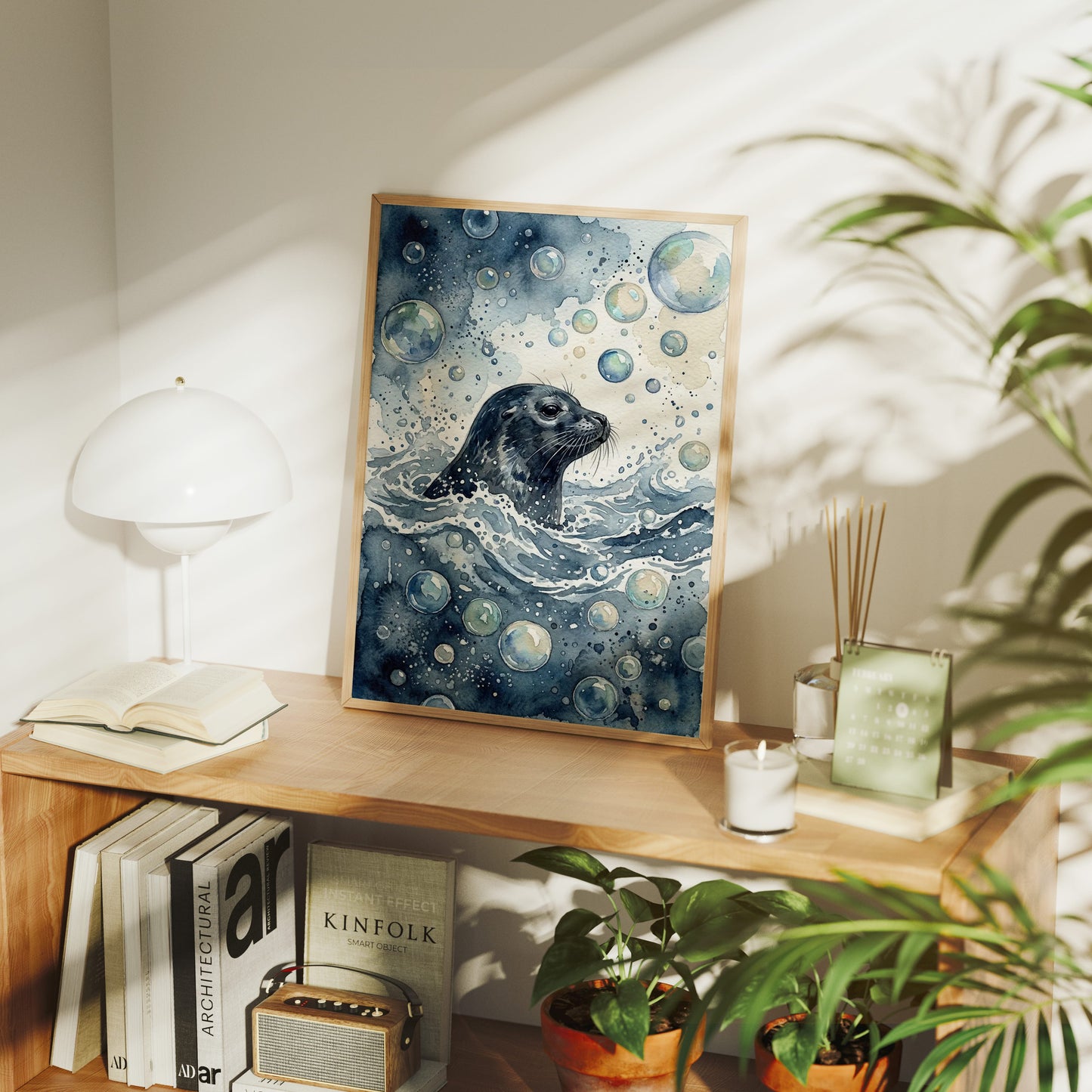 Surface Breath: Watercolor Harbor Seal Study