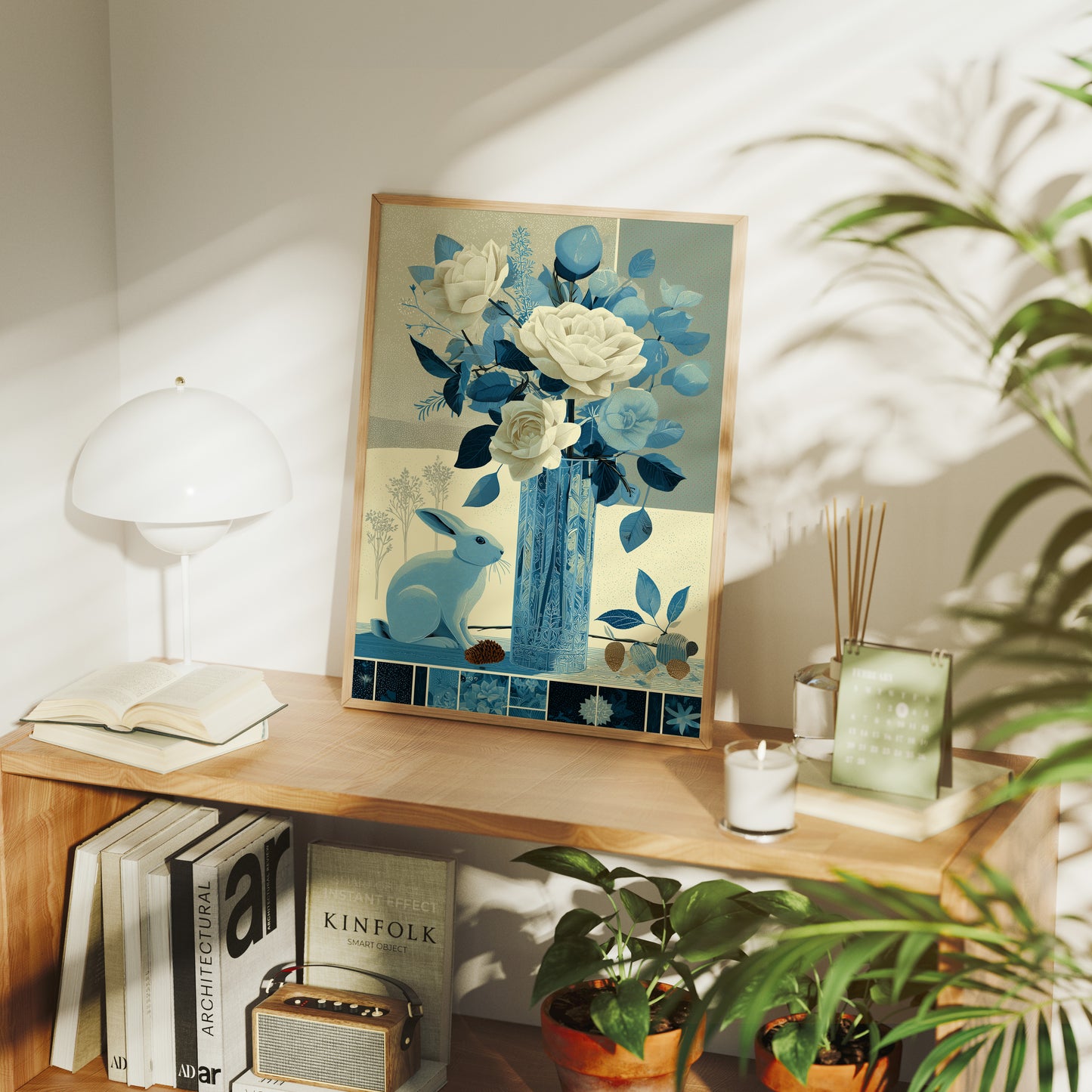 Blue Hare, Roses in Cut Glass