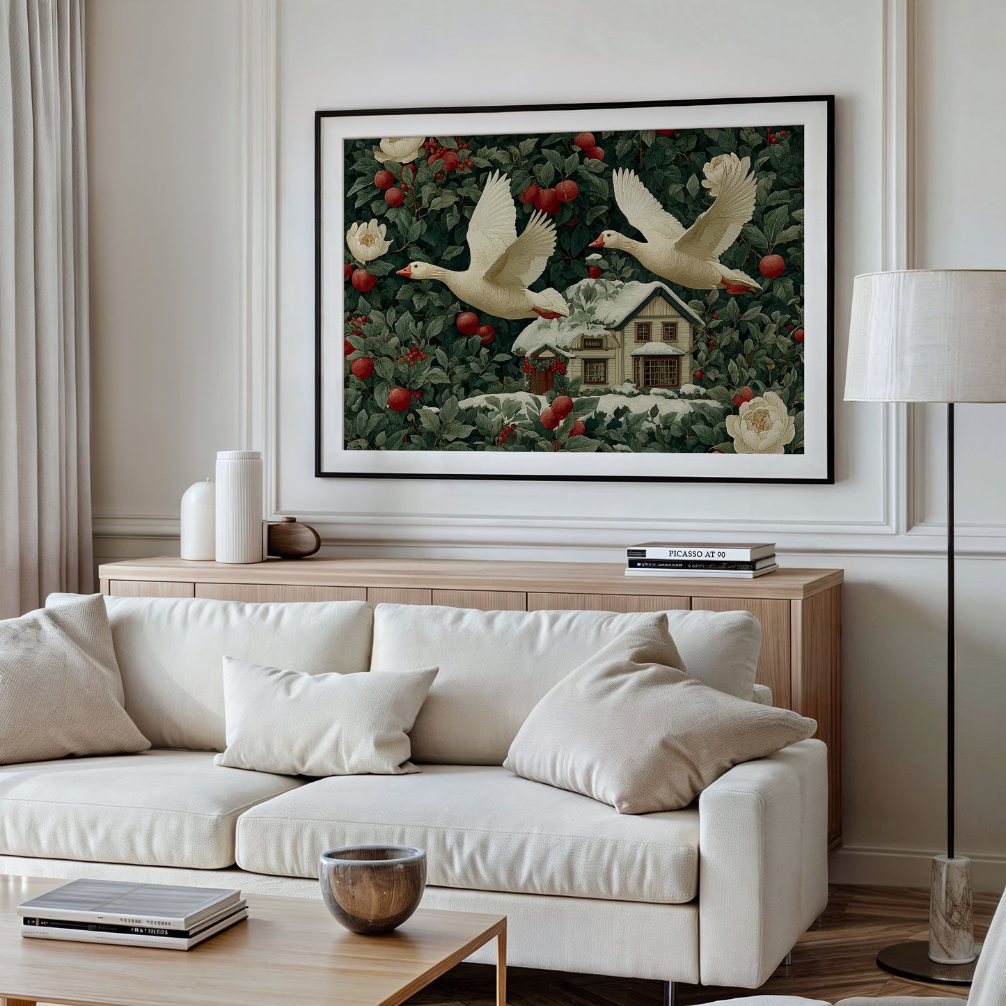 Geese Over the Winter Cottage