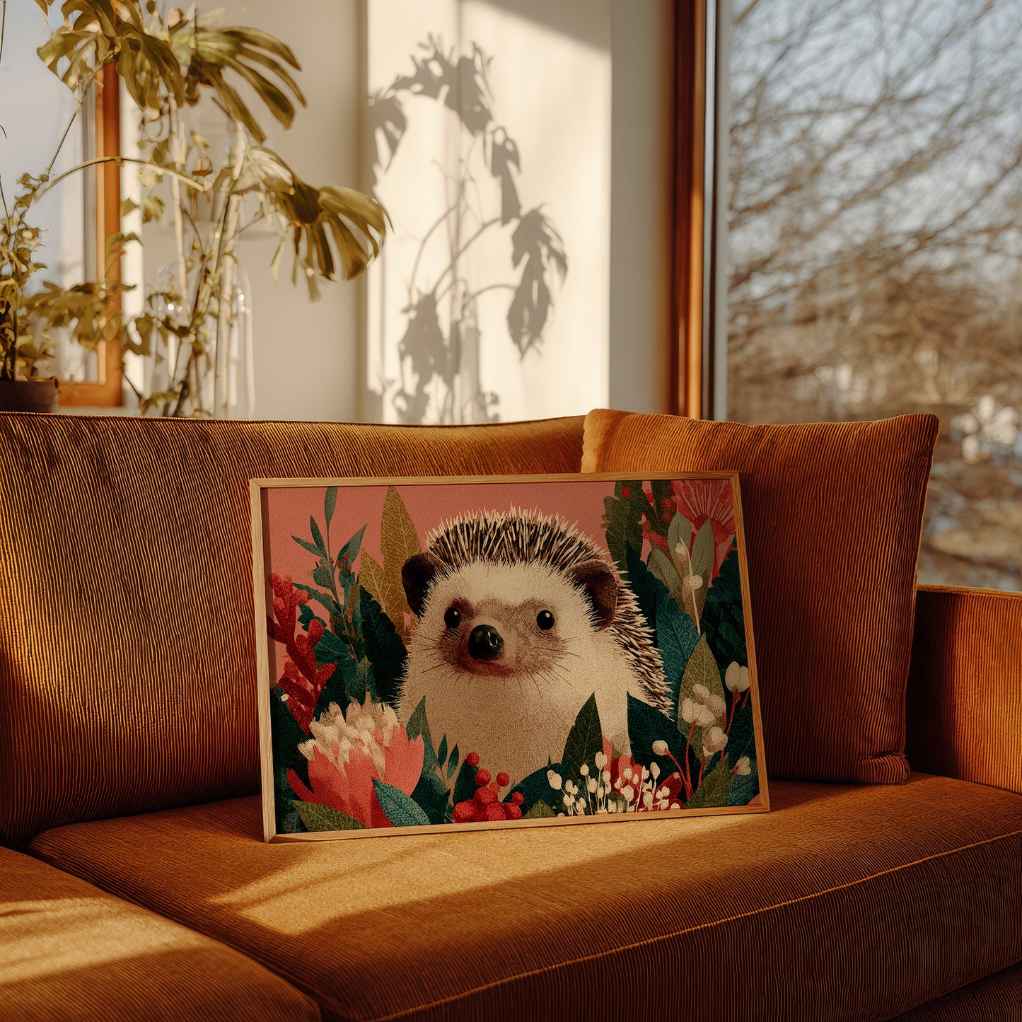 Hedgehog Among Winter Berries