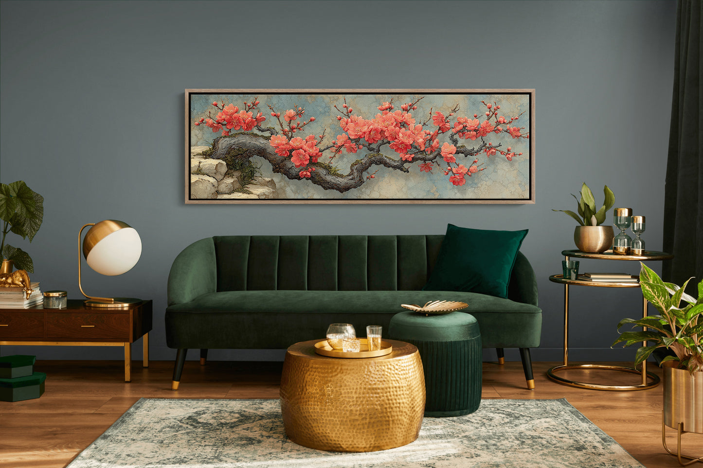 Crimson Blossoms On Ancient Wood