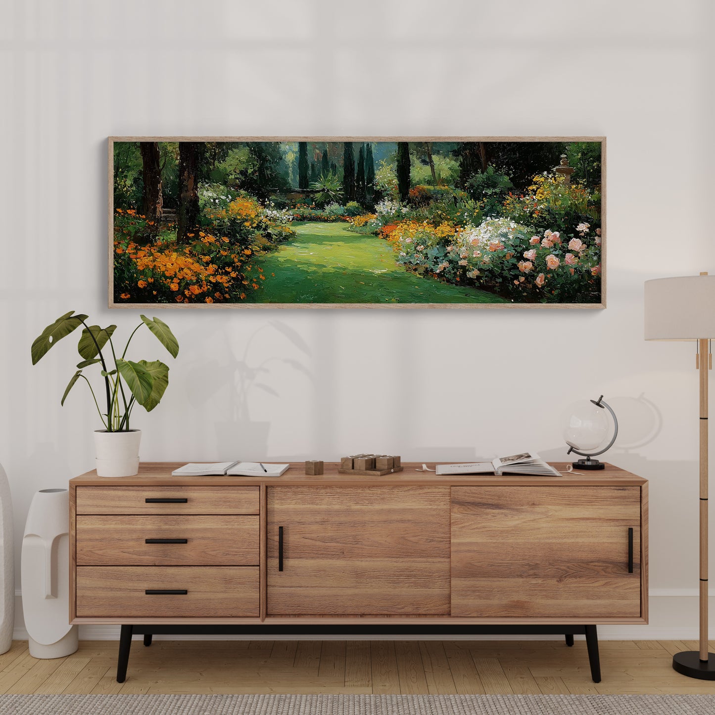 Sunlit Garden Path in Bloom