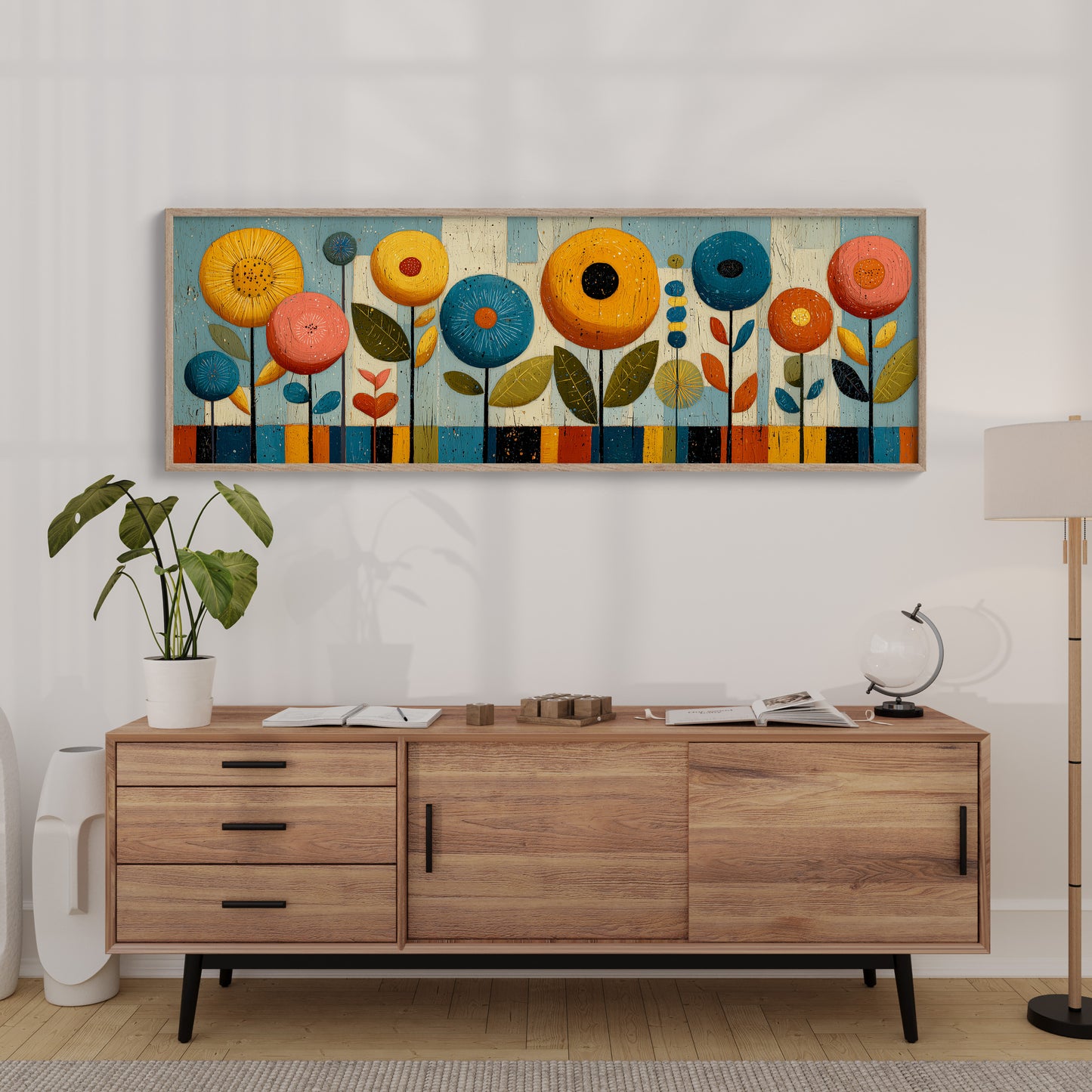 Mid Century Floral Garden in Retro Colors