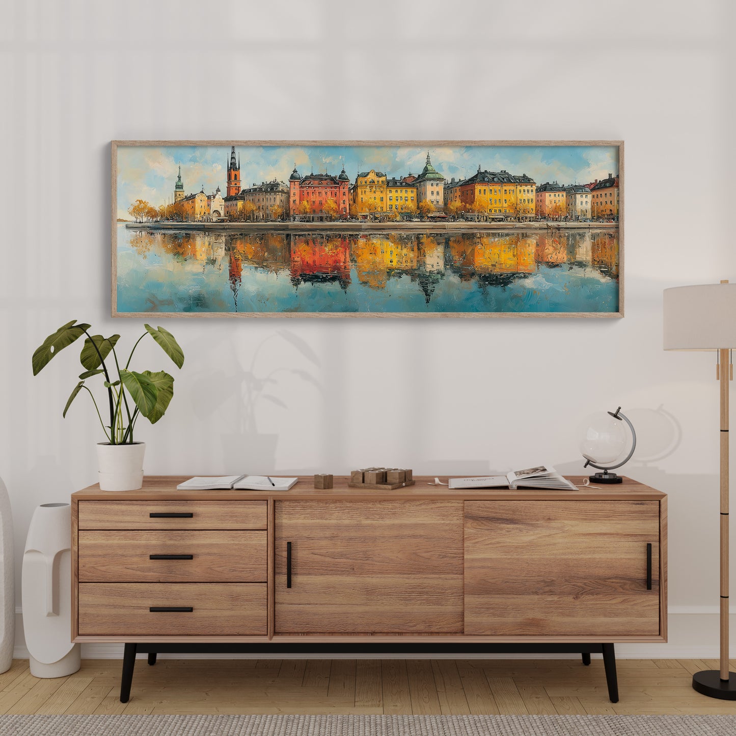 Colorful European Waterfront Reflections