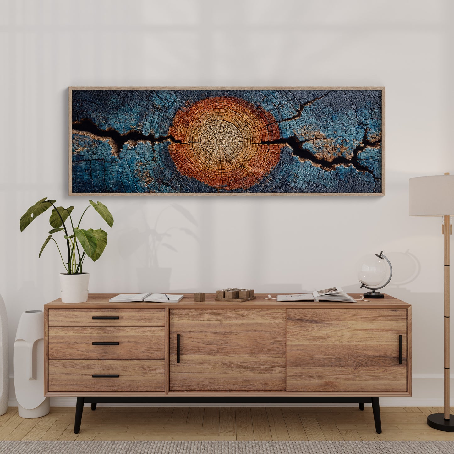 Blue and Copper Tree Ring Abstract