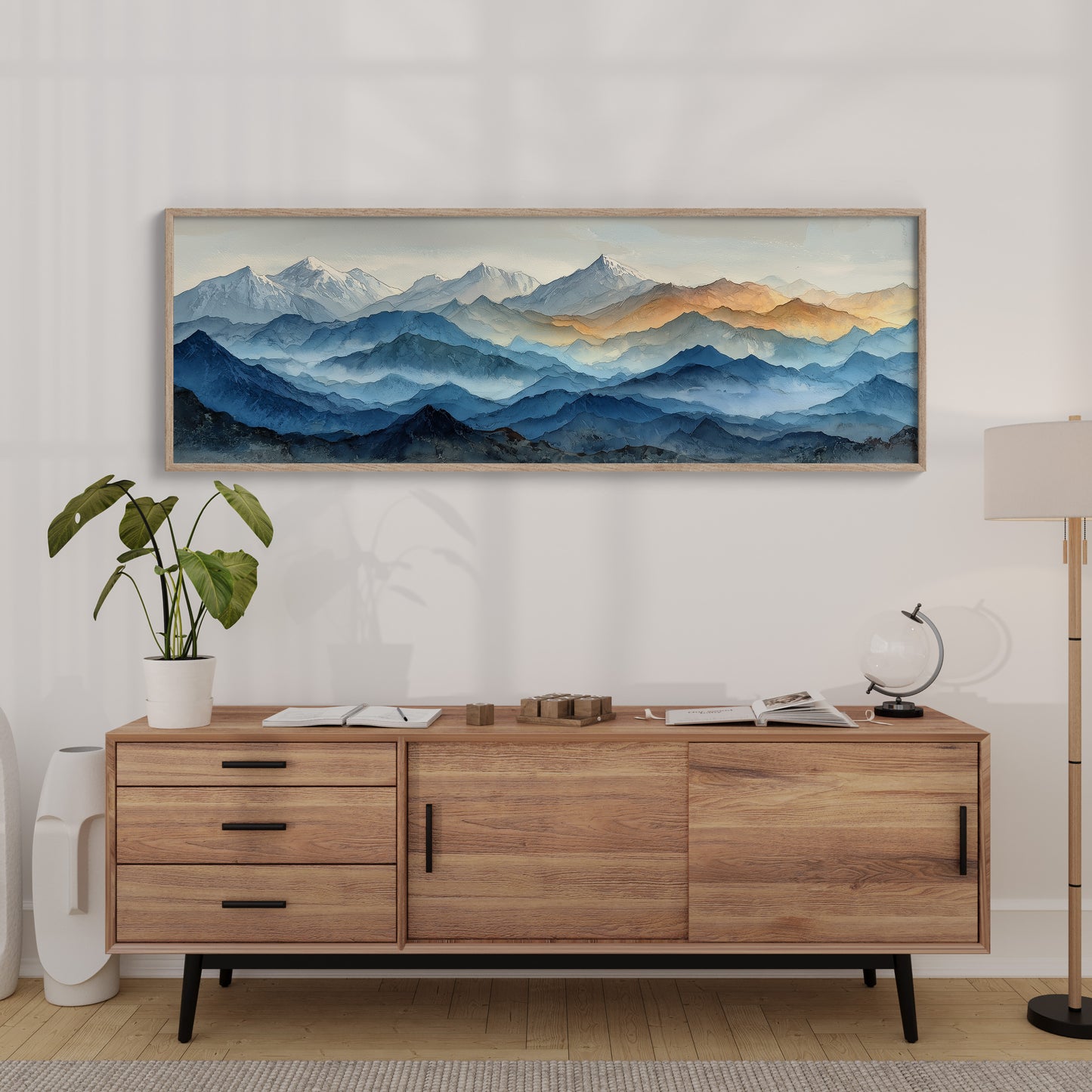 Misty Blue Mountain Range Landscape