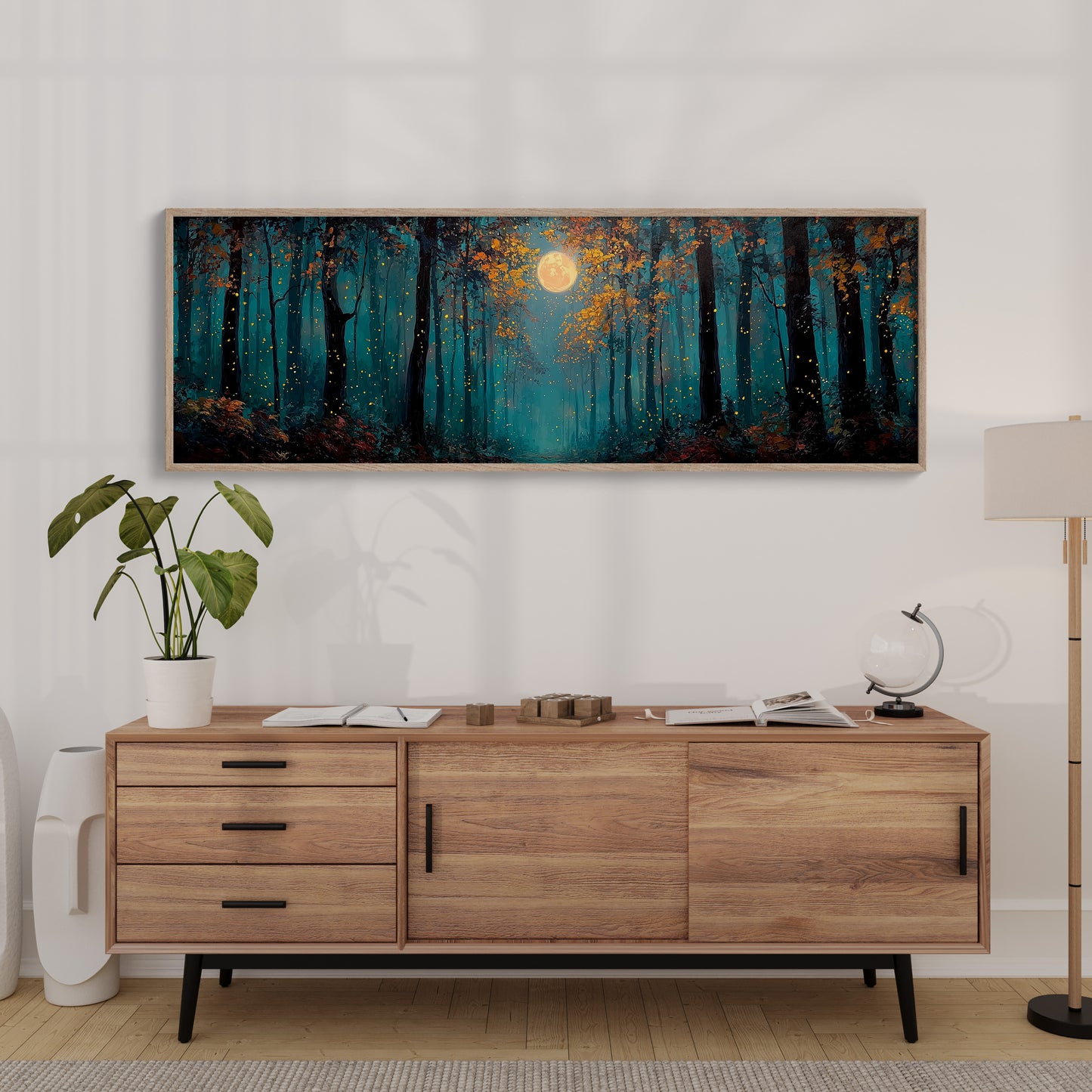 Moonlit Forest Of Fireflies