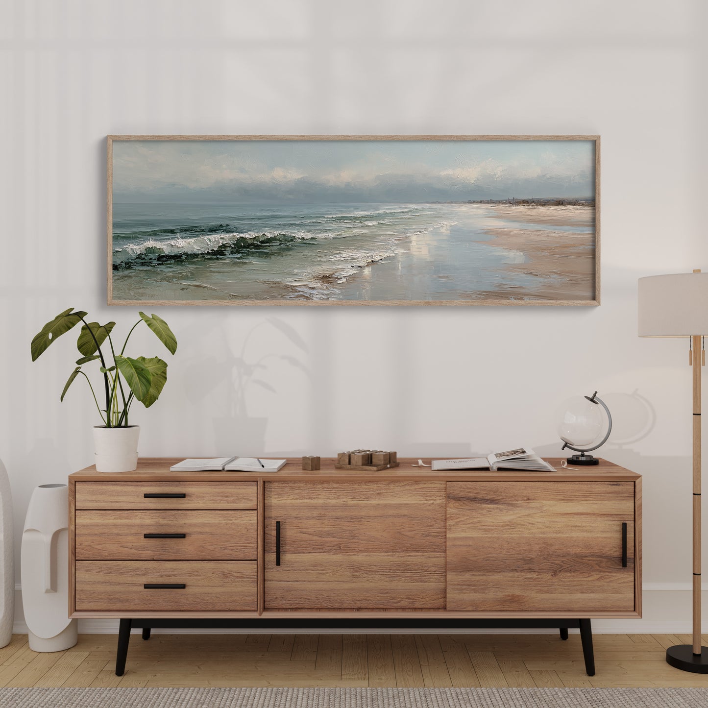 Soft Ocean Waves on a Serene Misty Shore