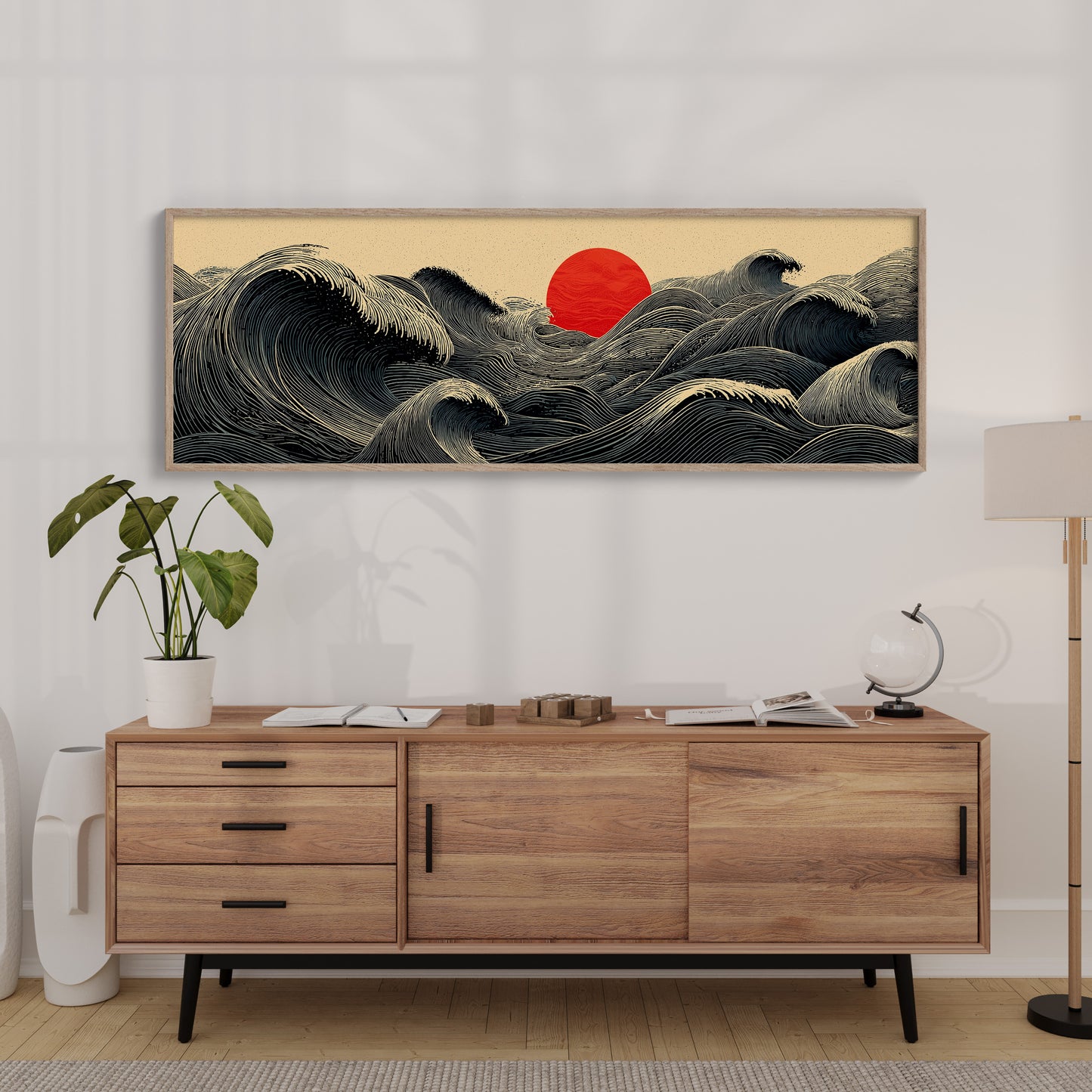 Waves Gather Before the Red Sun