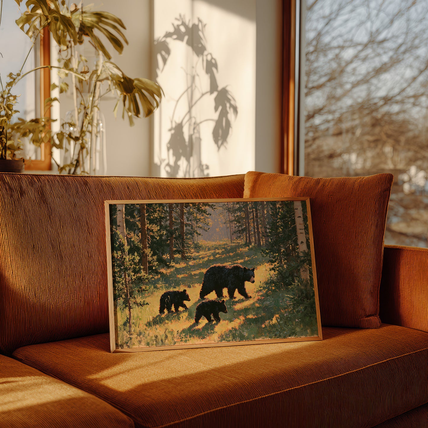 Black Bear Family, Dappled Trail