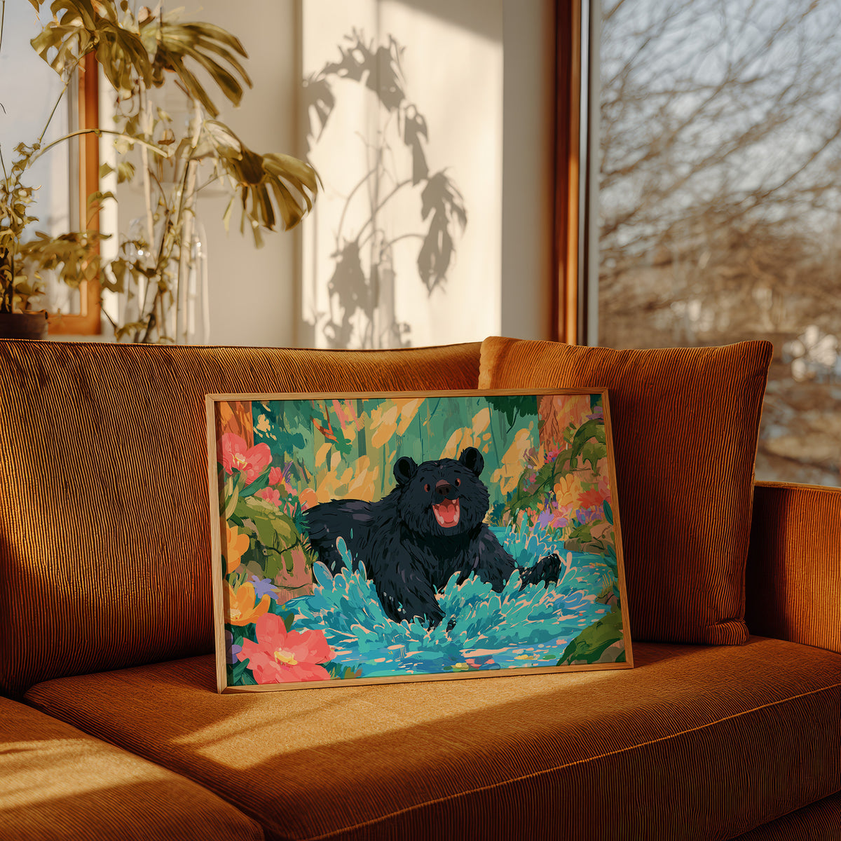 Black Bear Splashes Through Bloom