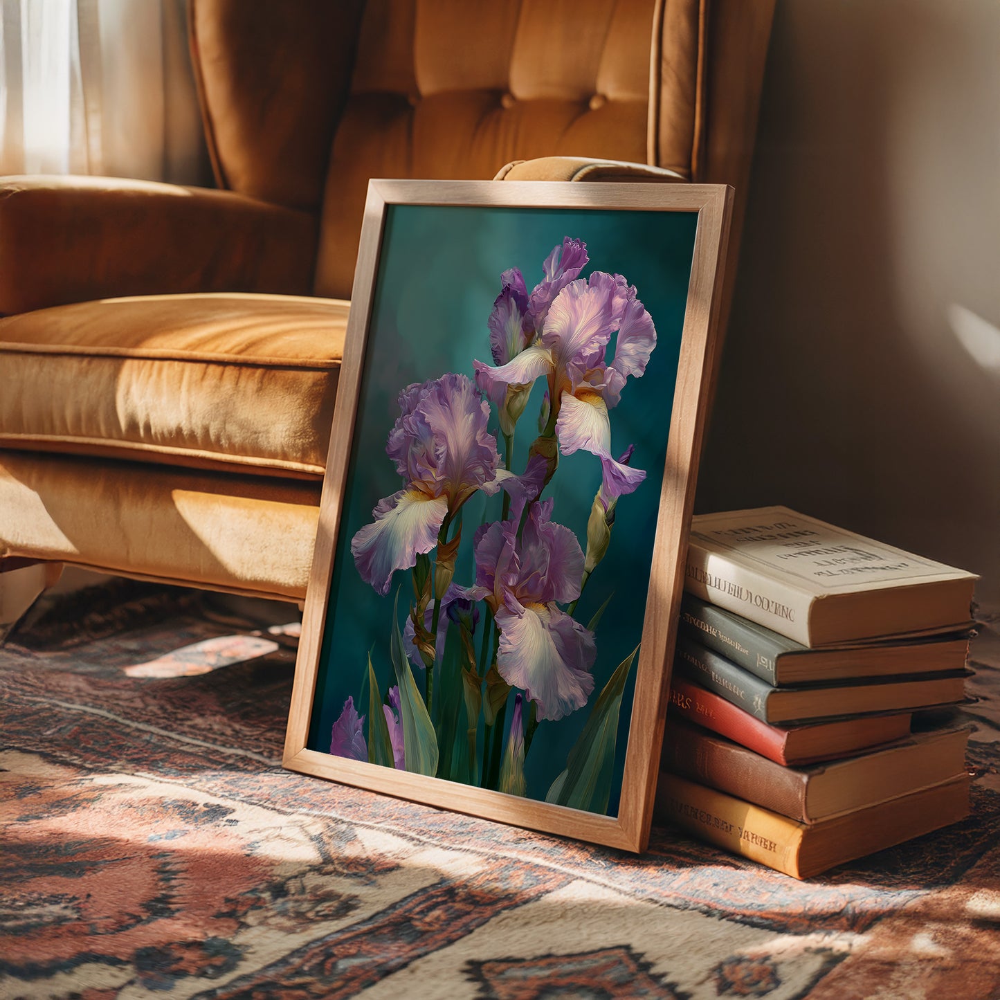 Soft Irises in Teal Light