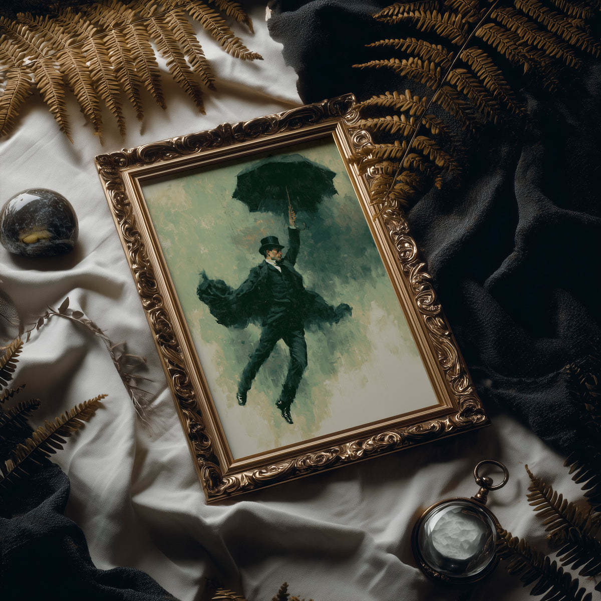 The Falling Gentleman — Striding Through Storm Oil Print