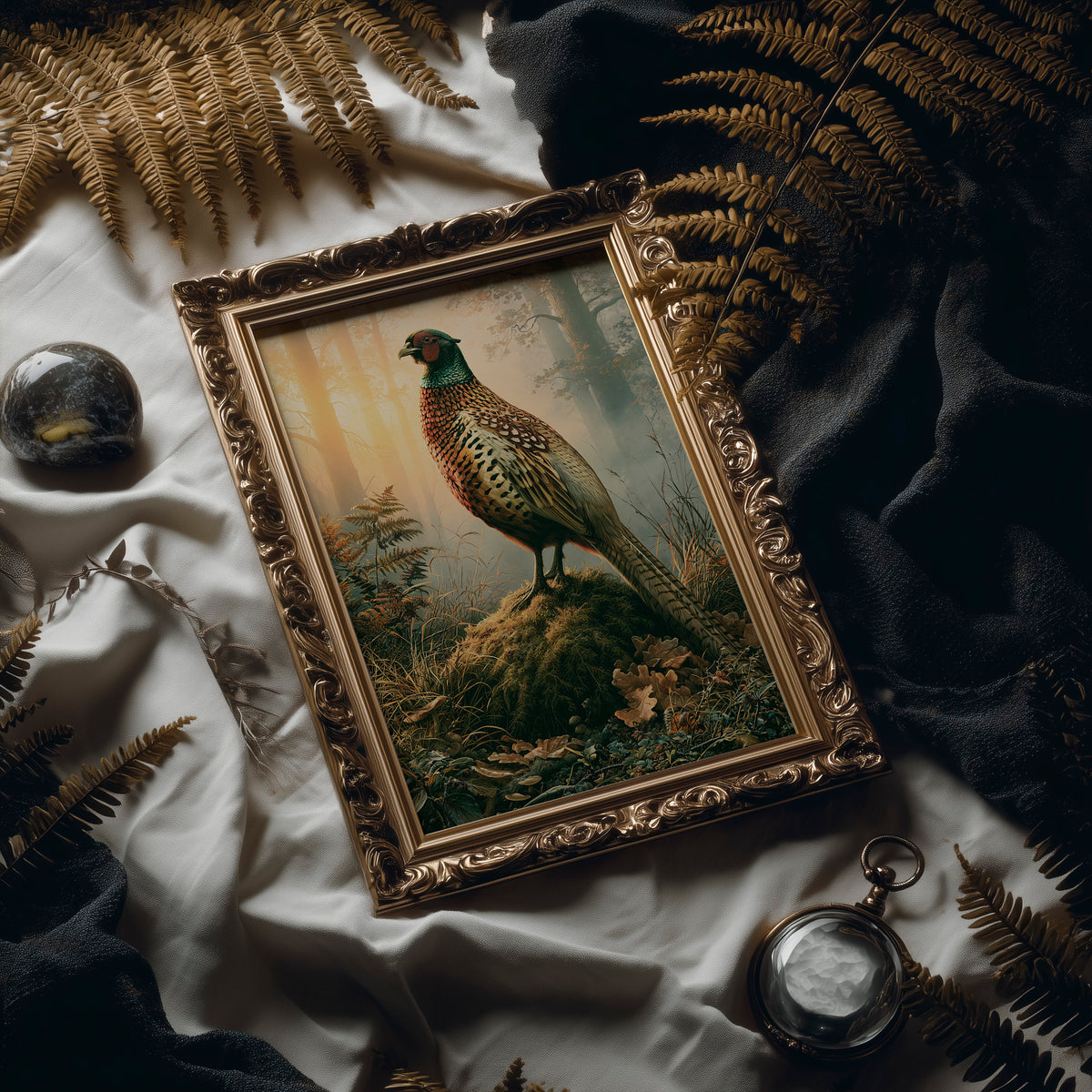 Pheasant at Dawn — Autumn Forest Wildlife Painting