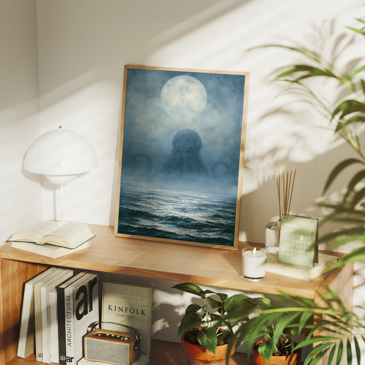 The Kraken Rises — Moonlit Deep Sea Painting