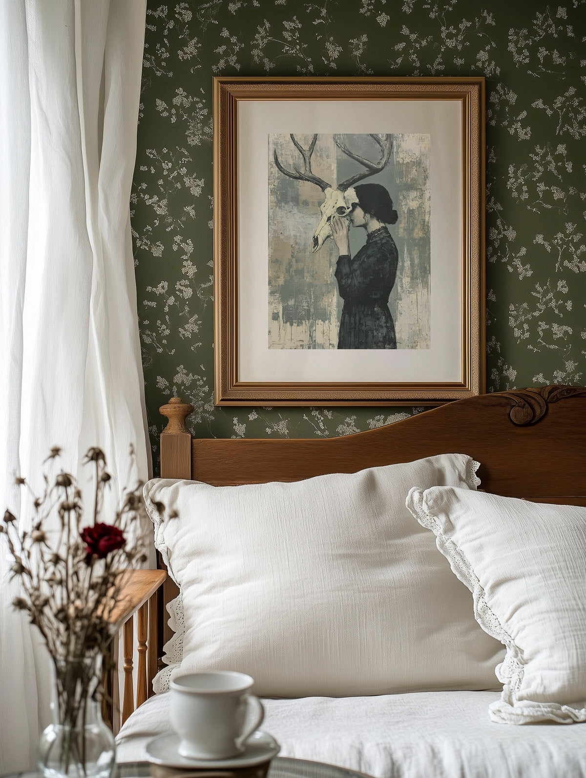 Behind the Skull: Woman with Antlers in Profile