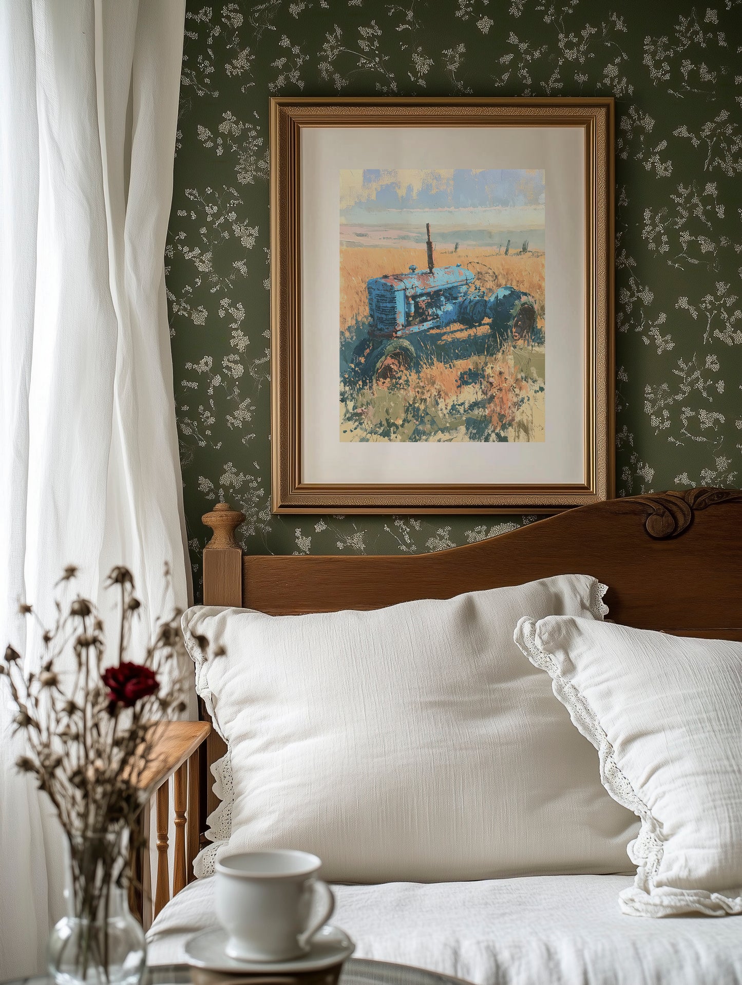Faded Blue: Tractor Lost in Golden Grass