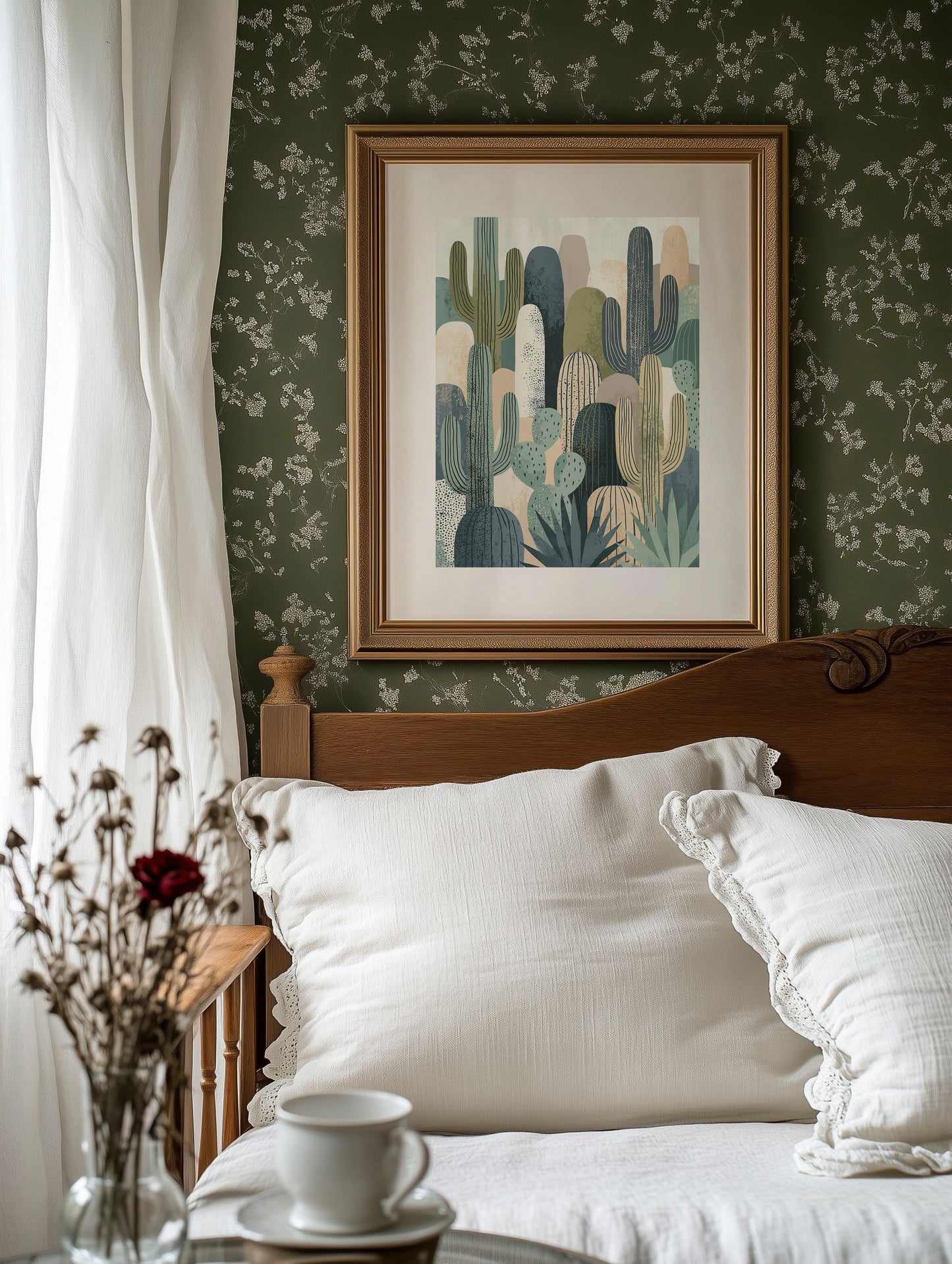 Desert Tapestry: Cactus Collage in Sand & Sage