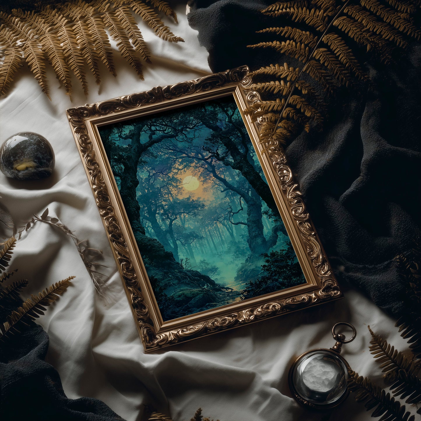 The Glowing Path: Moonlit Forest Stream