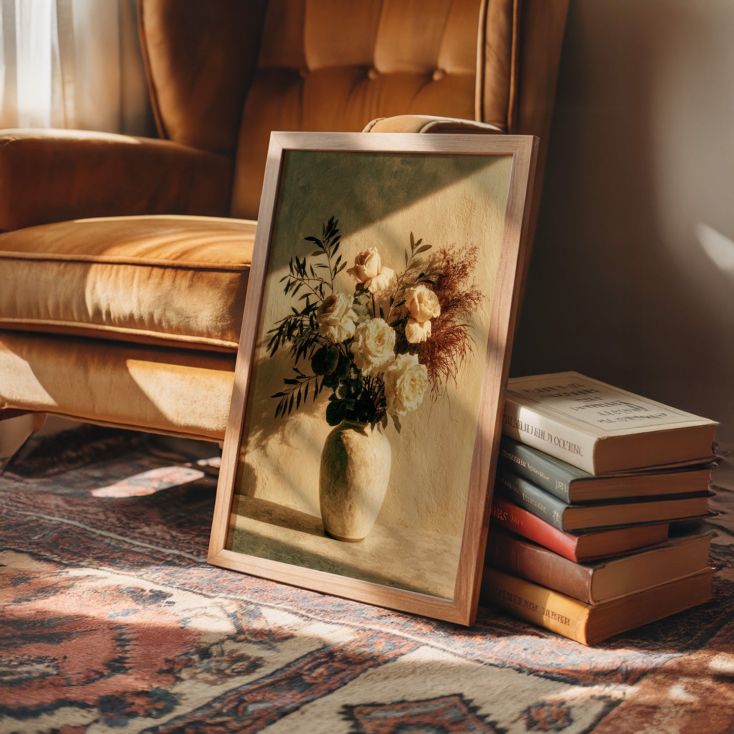 Cream Roses in Golden Shadow