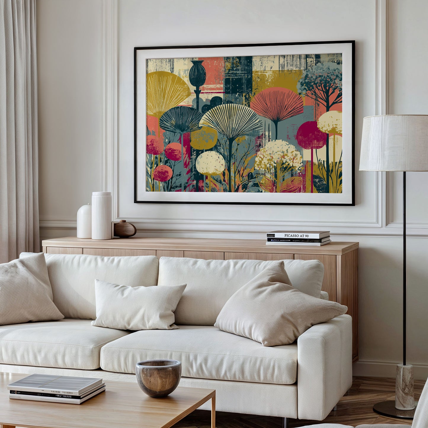 Fan Flowers, Retro Botanical Collage