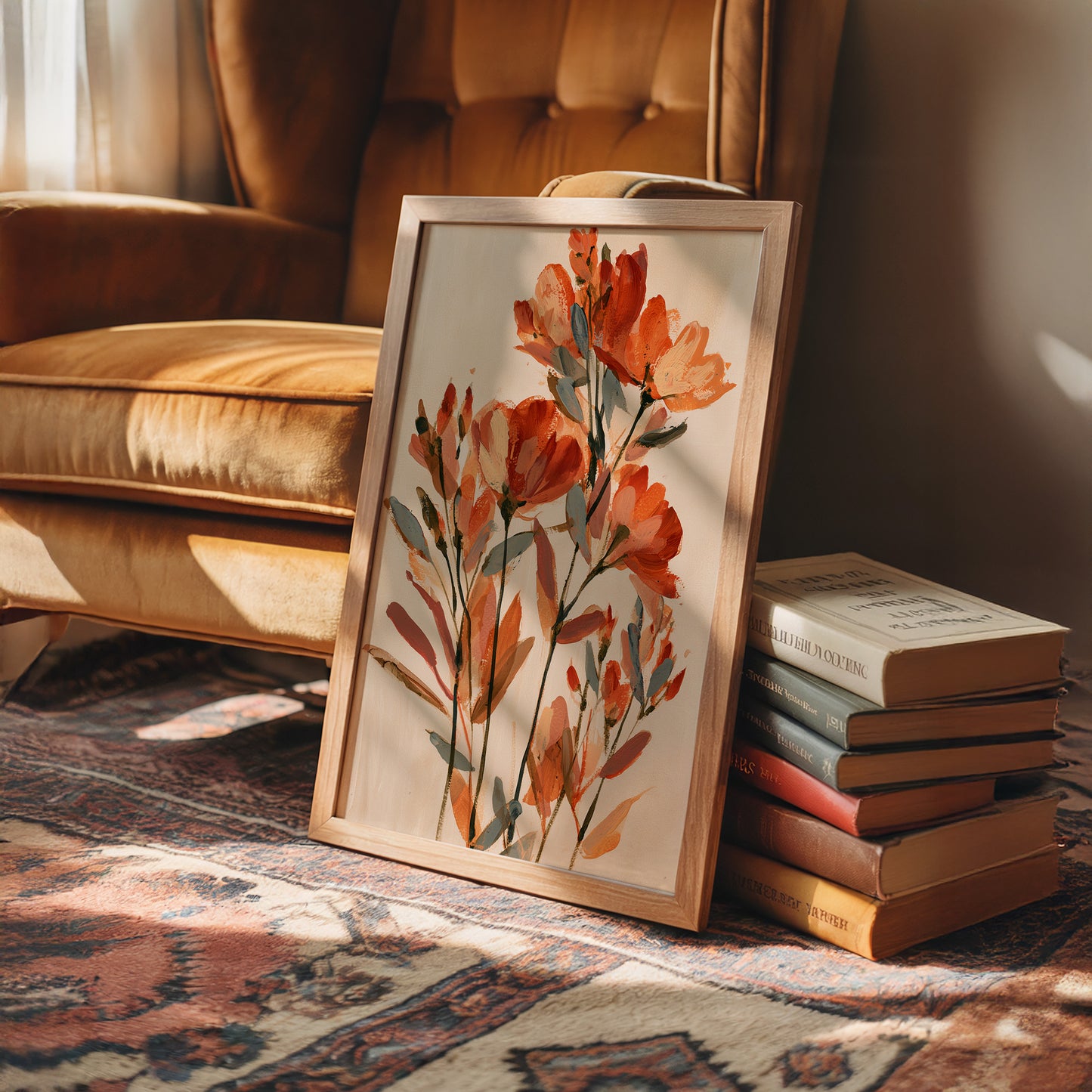 Terracotta Poppy Abstract Bouquet