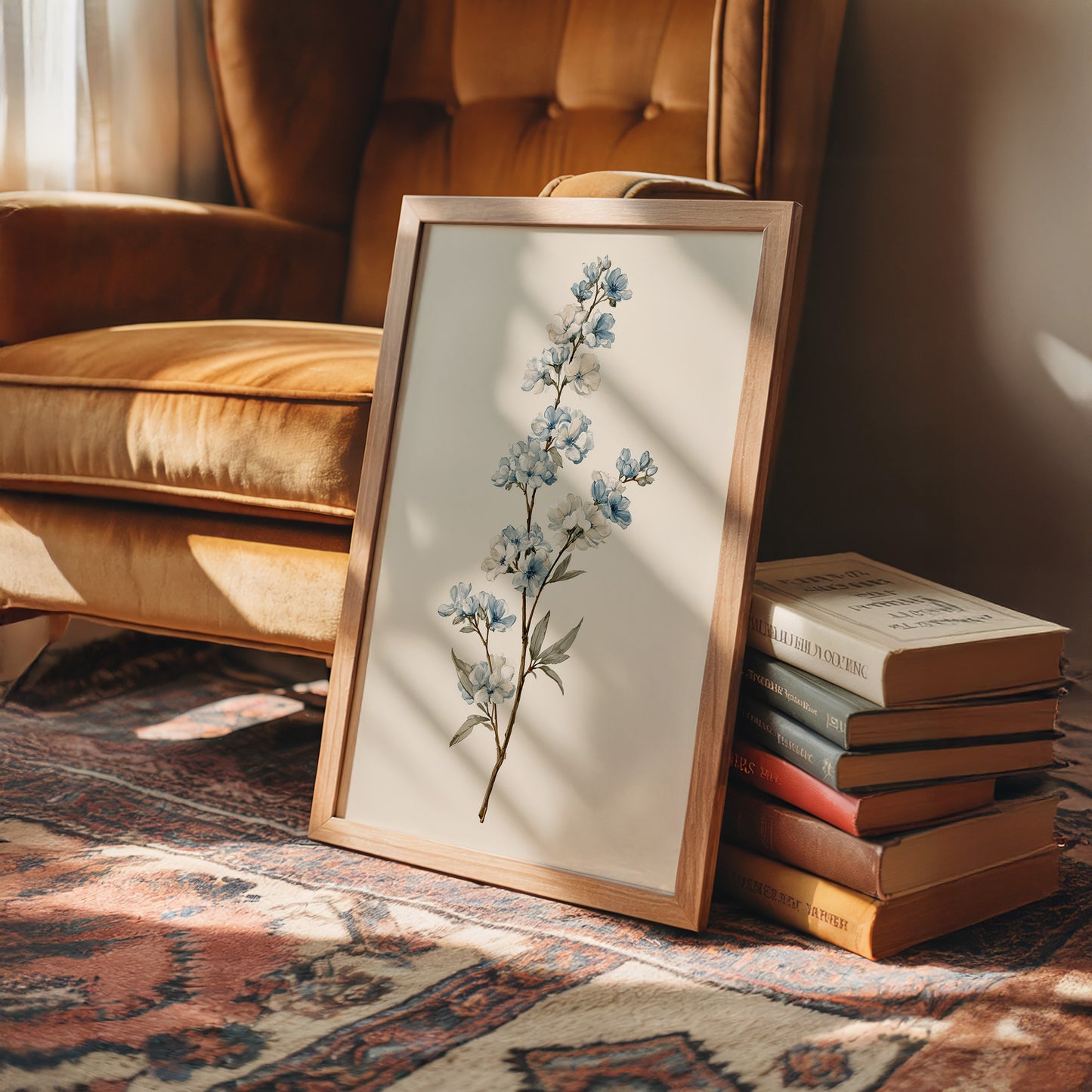 Blossom Branch In Blue And Cream