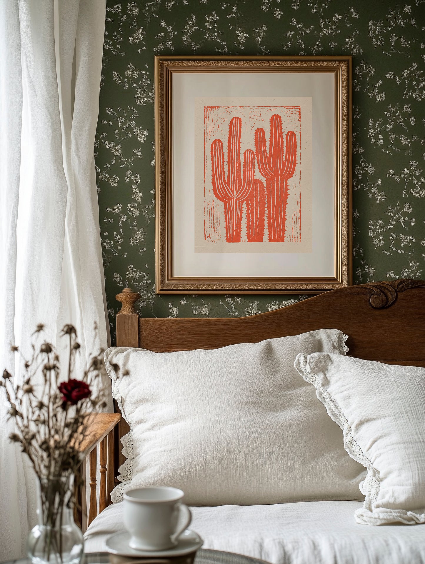 Saguaro Silhouette in Coral