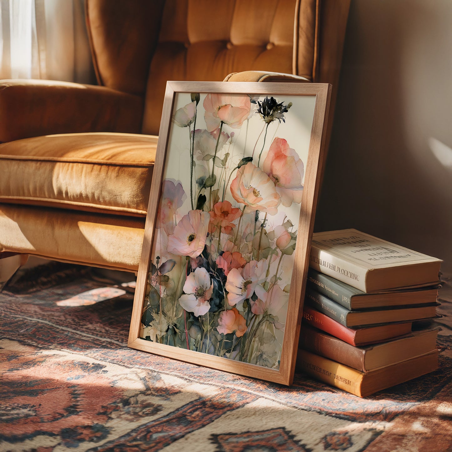 Poppies in Coral Wash