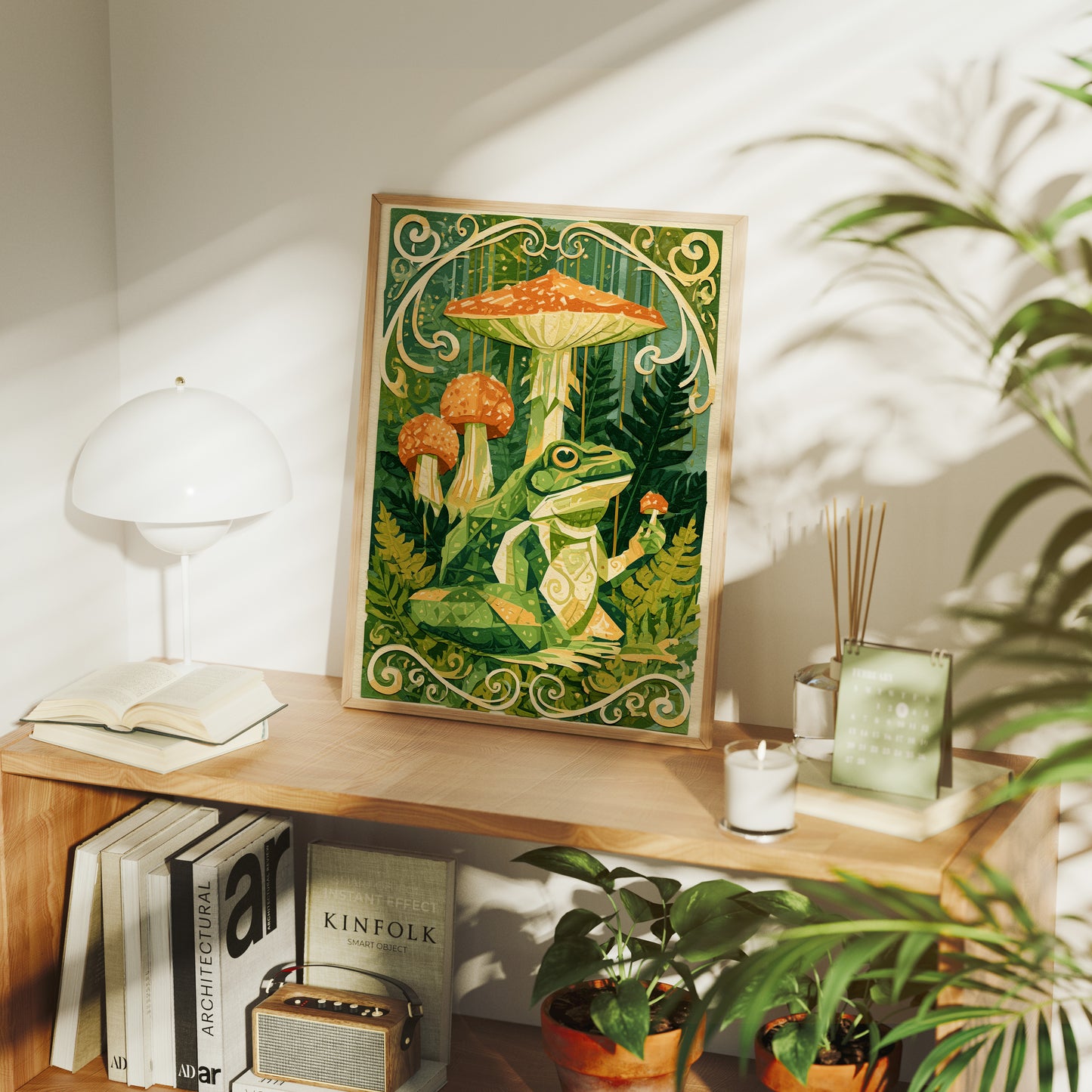 Forest Art Nouveau: Frog & Toadstool