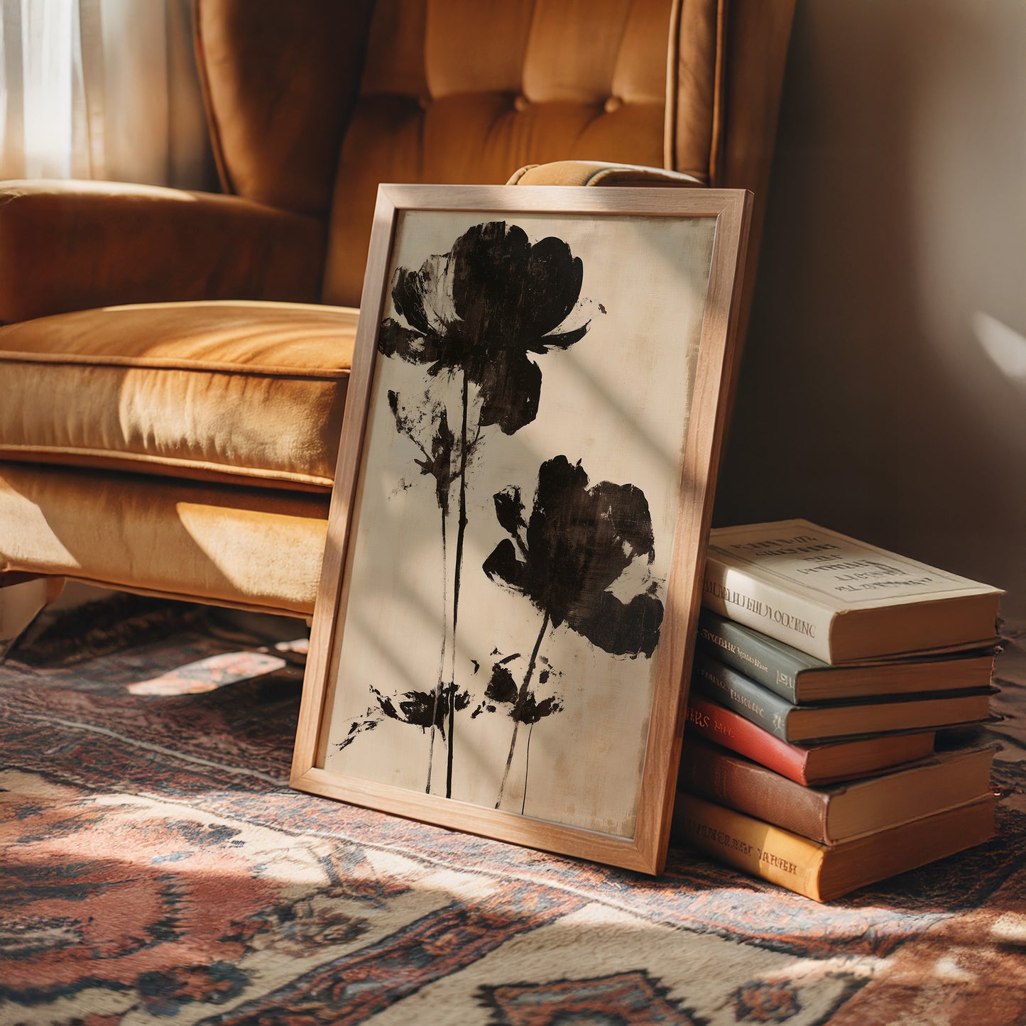 Ink Poppies on Linen