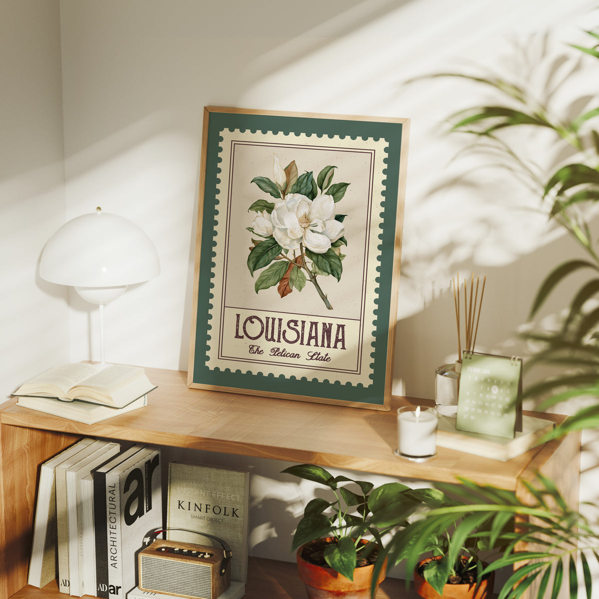 Louisiana Magnolia Watercolor Stamp