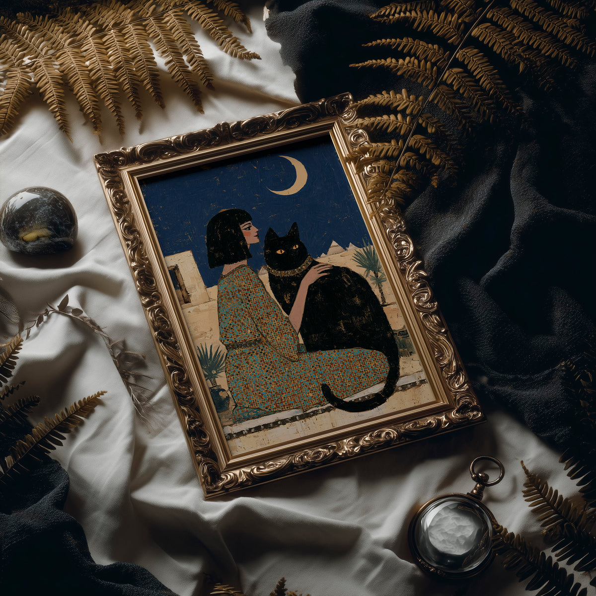 Moonlit Audience With Her Cat