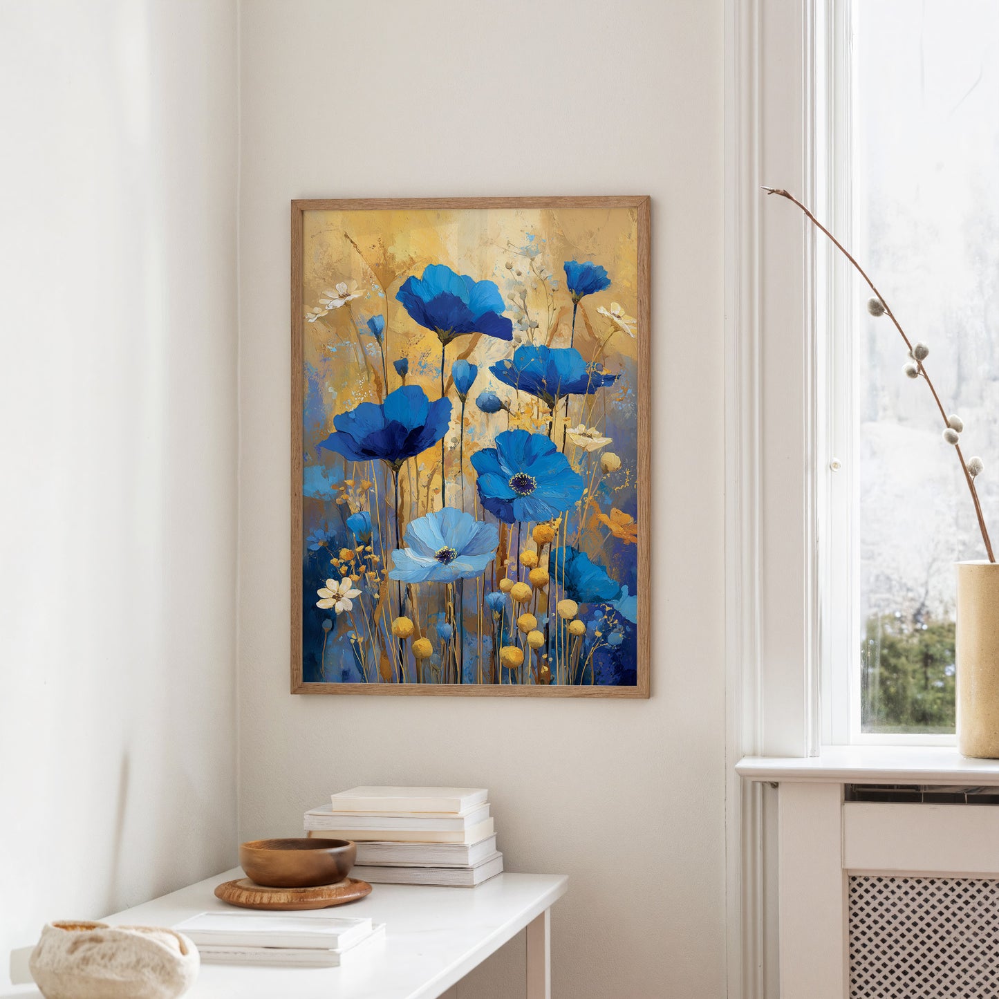 Blue Petals in Golden Light