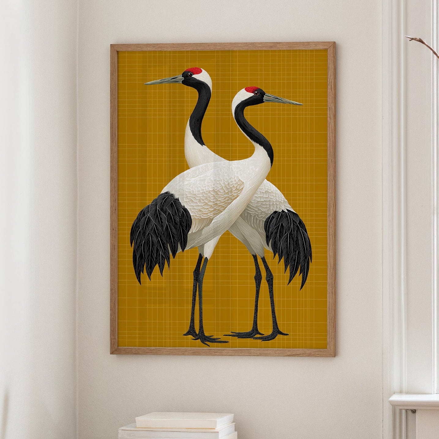 Twin Cranes on Golden Grid