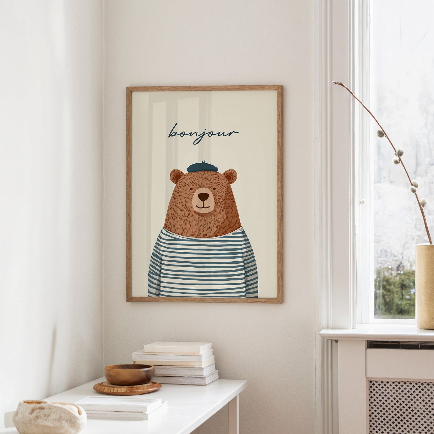 Bonjour French Bear Illustration