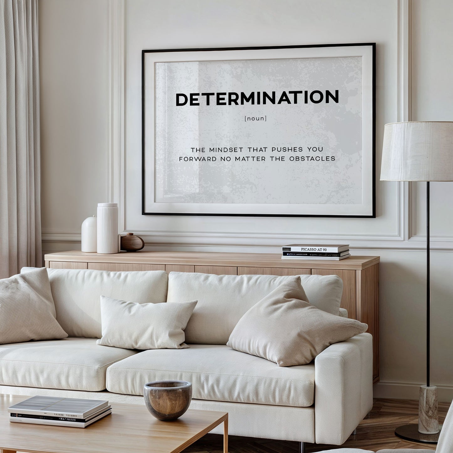 Determination Definition Canvas Art | Bold Motivational Typography Print for Home Office, Gym or Entrepreneur Décor