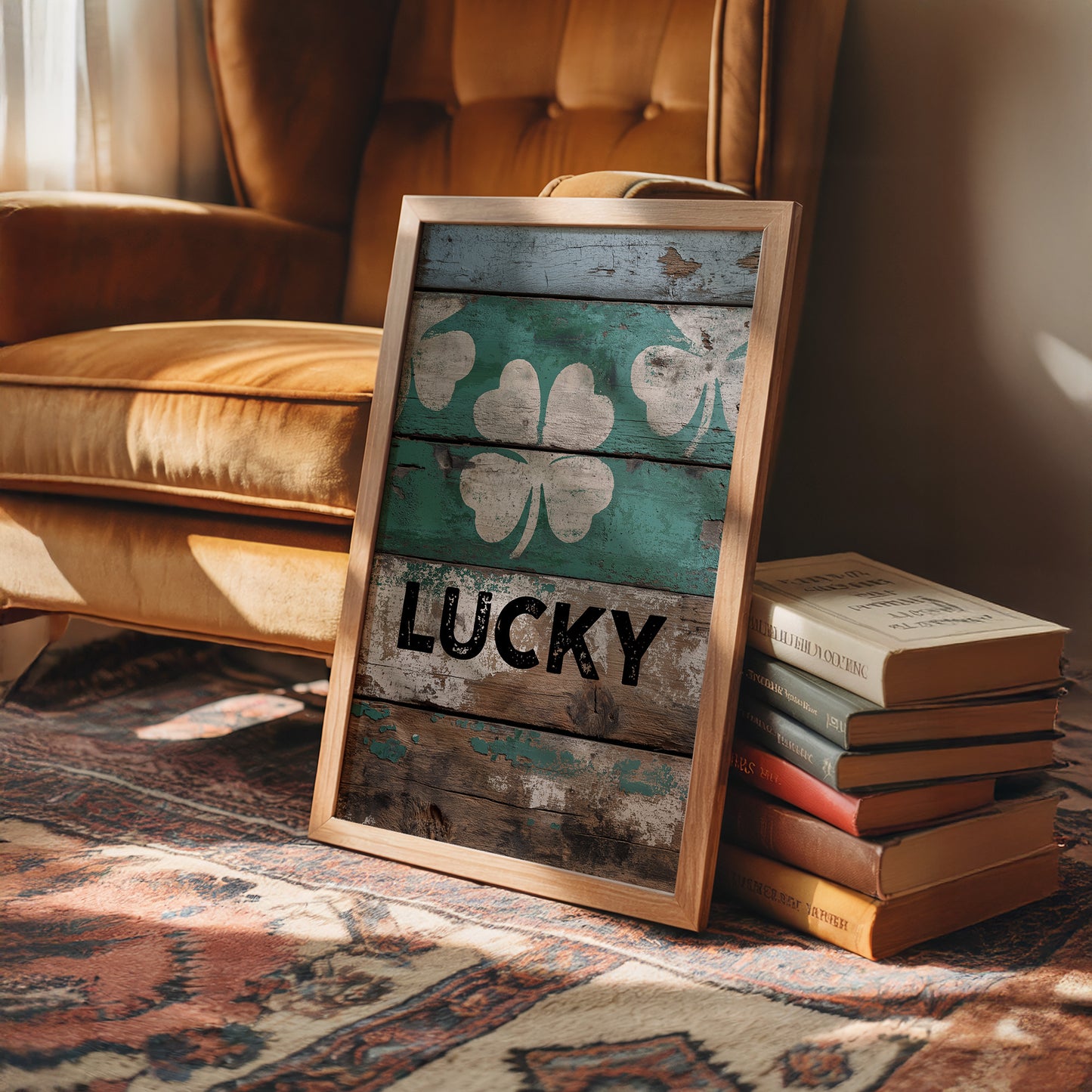 Painted Lucky on Old Wood
