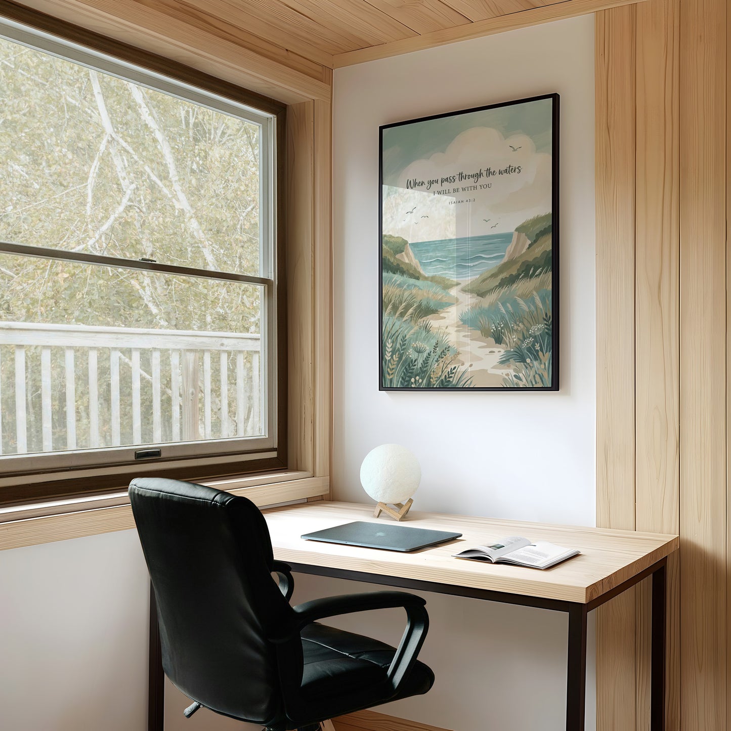 Through the Waters: Coastal Path Scripture Print