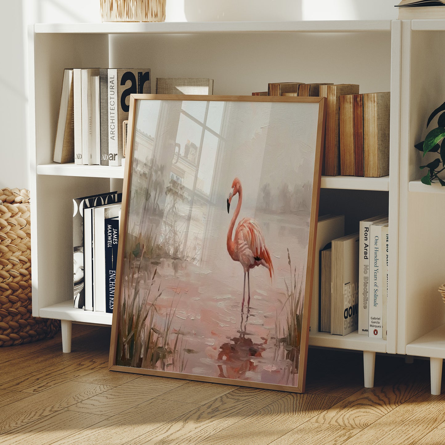 Flamingo in Rose-Tinted Water