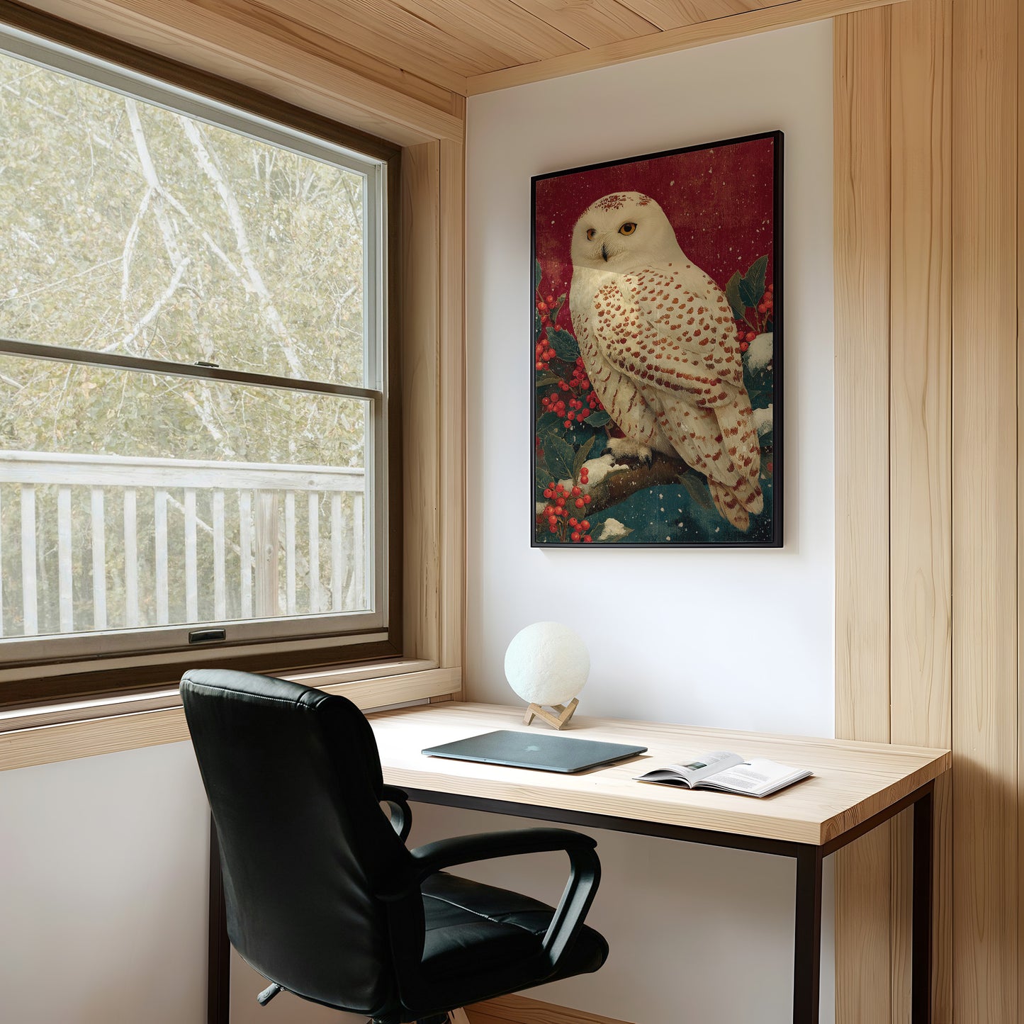 Snowy Owl in Winter Red