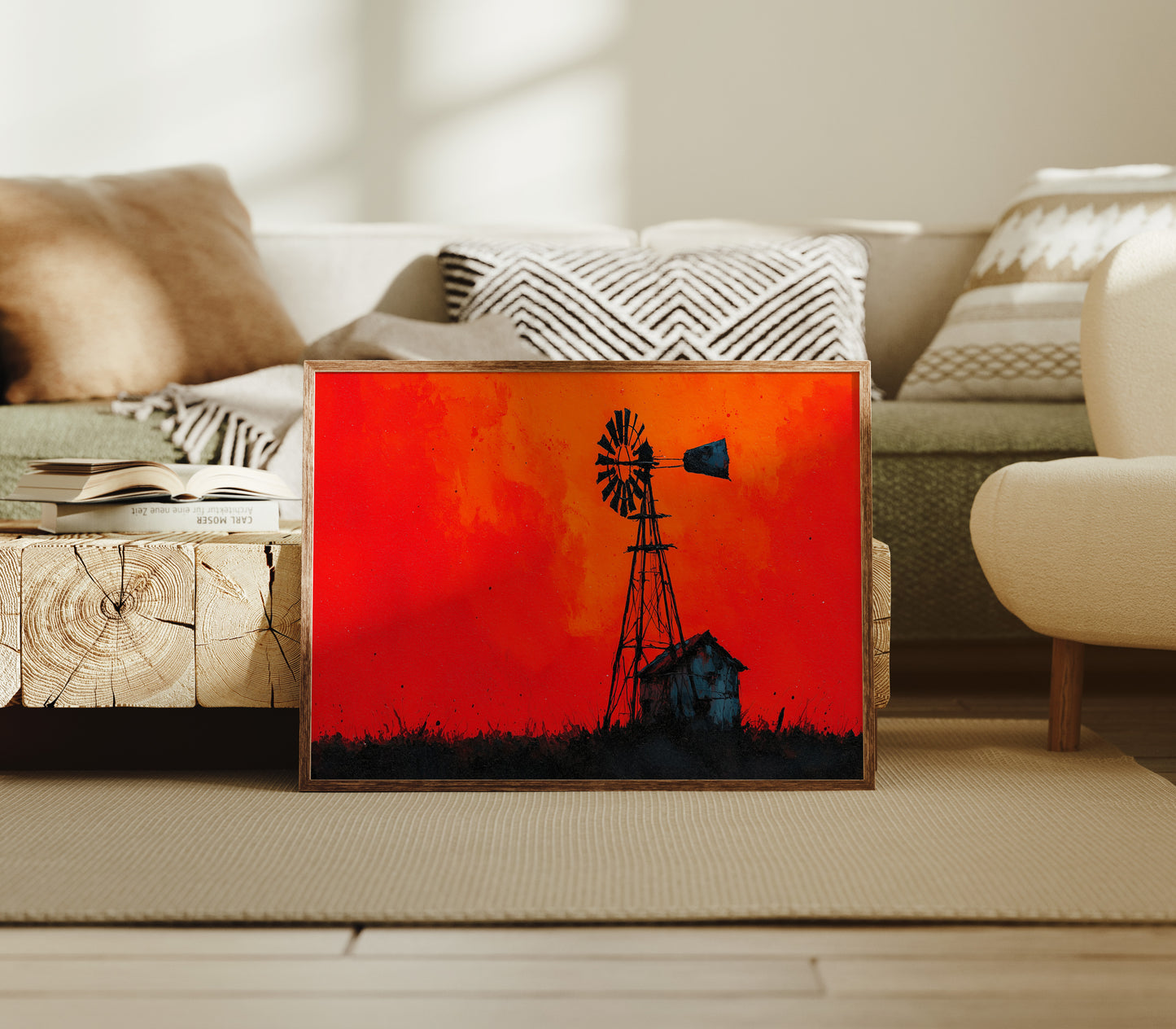 Windmill Silhouette at Blazing Dusk