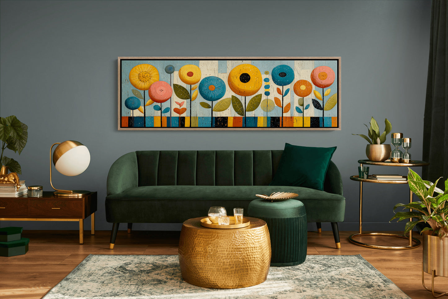 Mid Century Floral Garden in Retro Colors